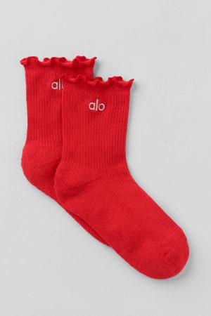 Women's Lettuce Edge Sock - Bright Red