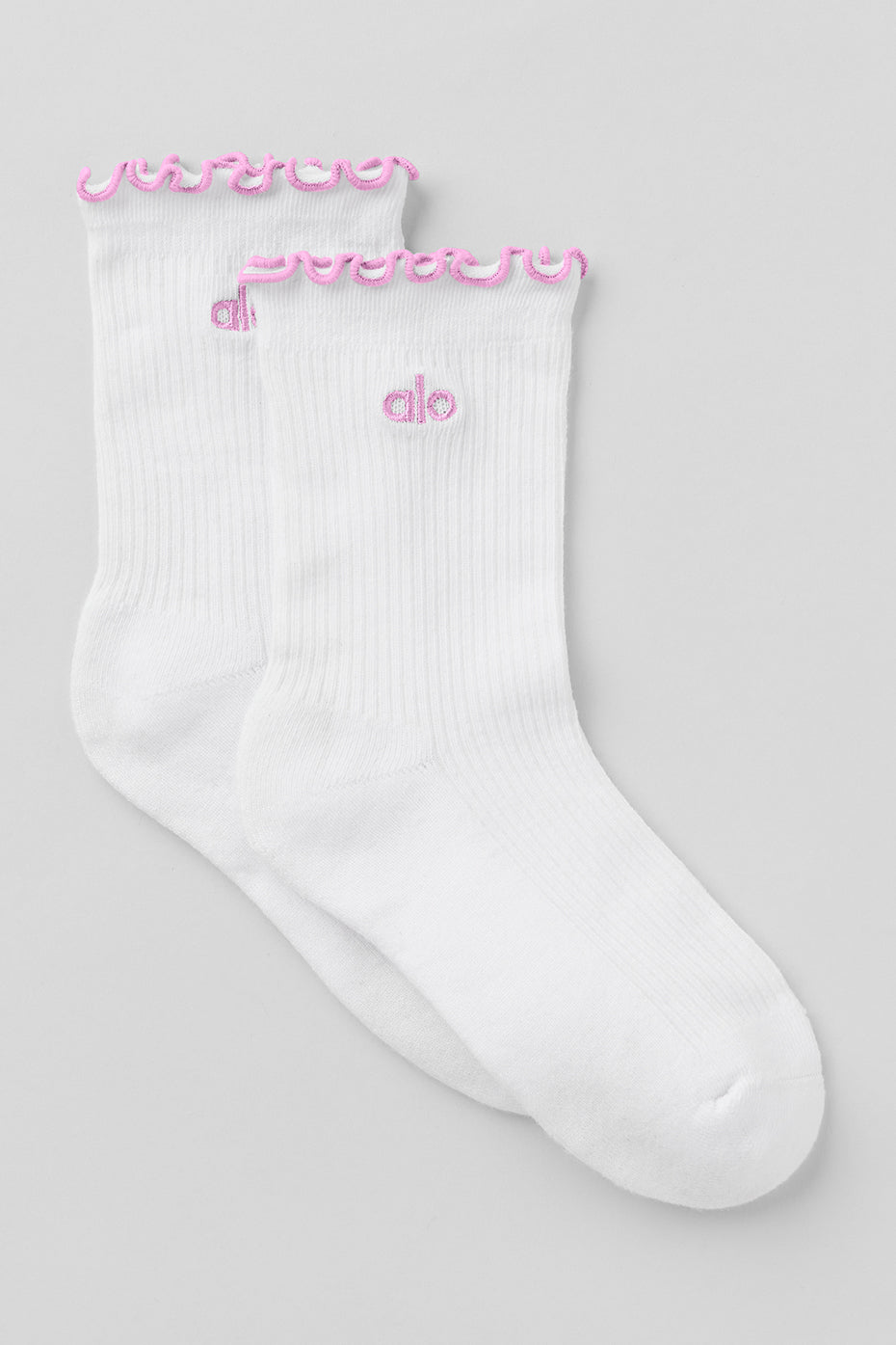 Women's Lettuce Edge Sock - White/Candy Heart Pink