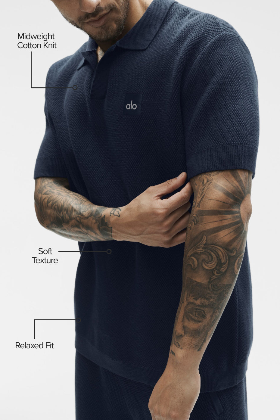 Sports Club Sweater Knit Polo - Navy - Image 2