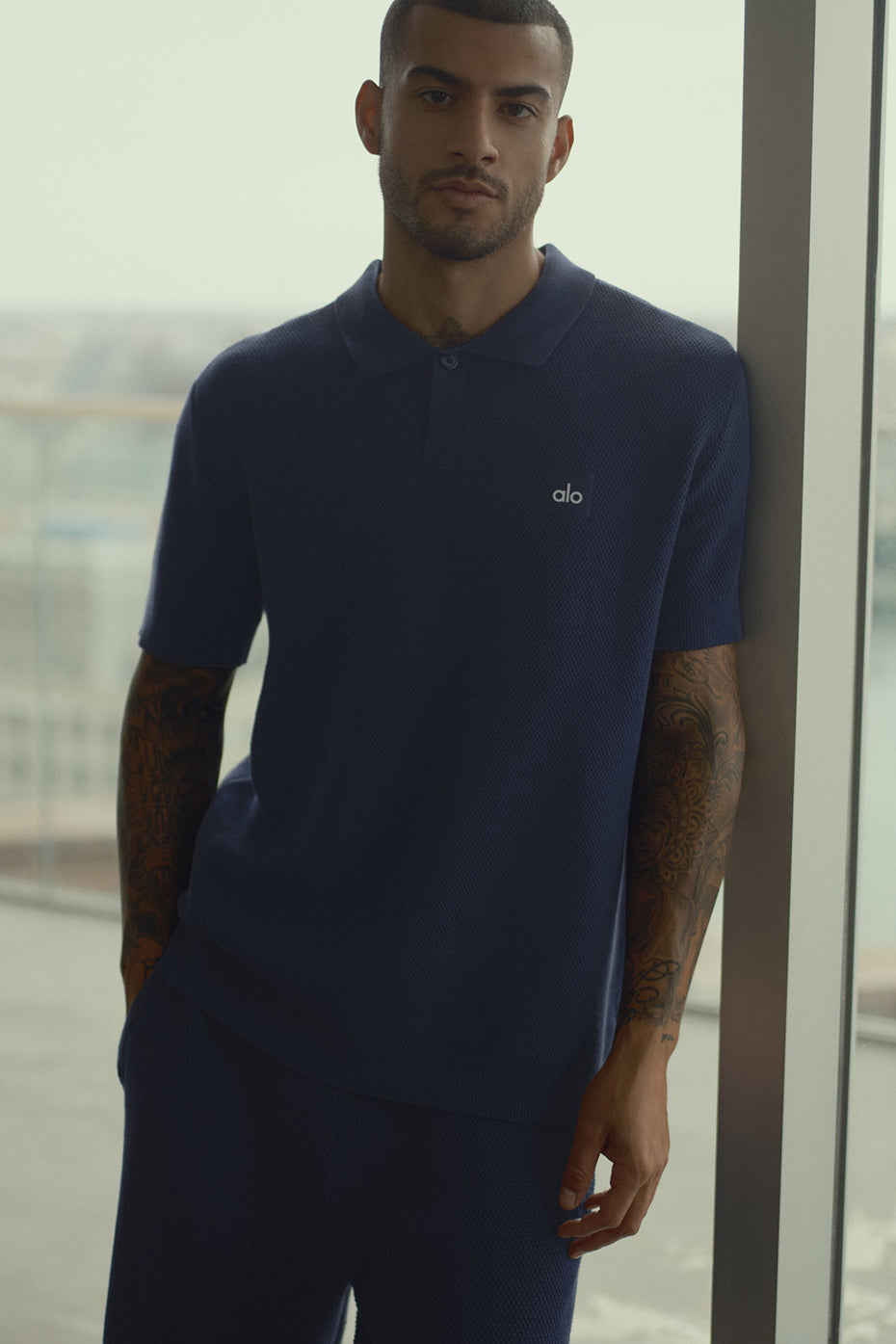 Sports Club Sweater Knit Polo - Navy
