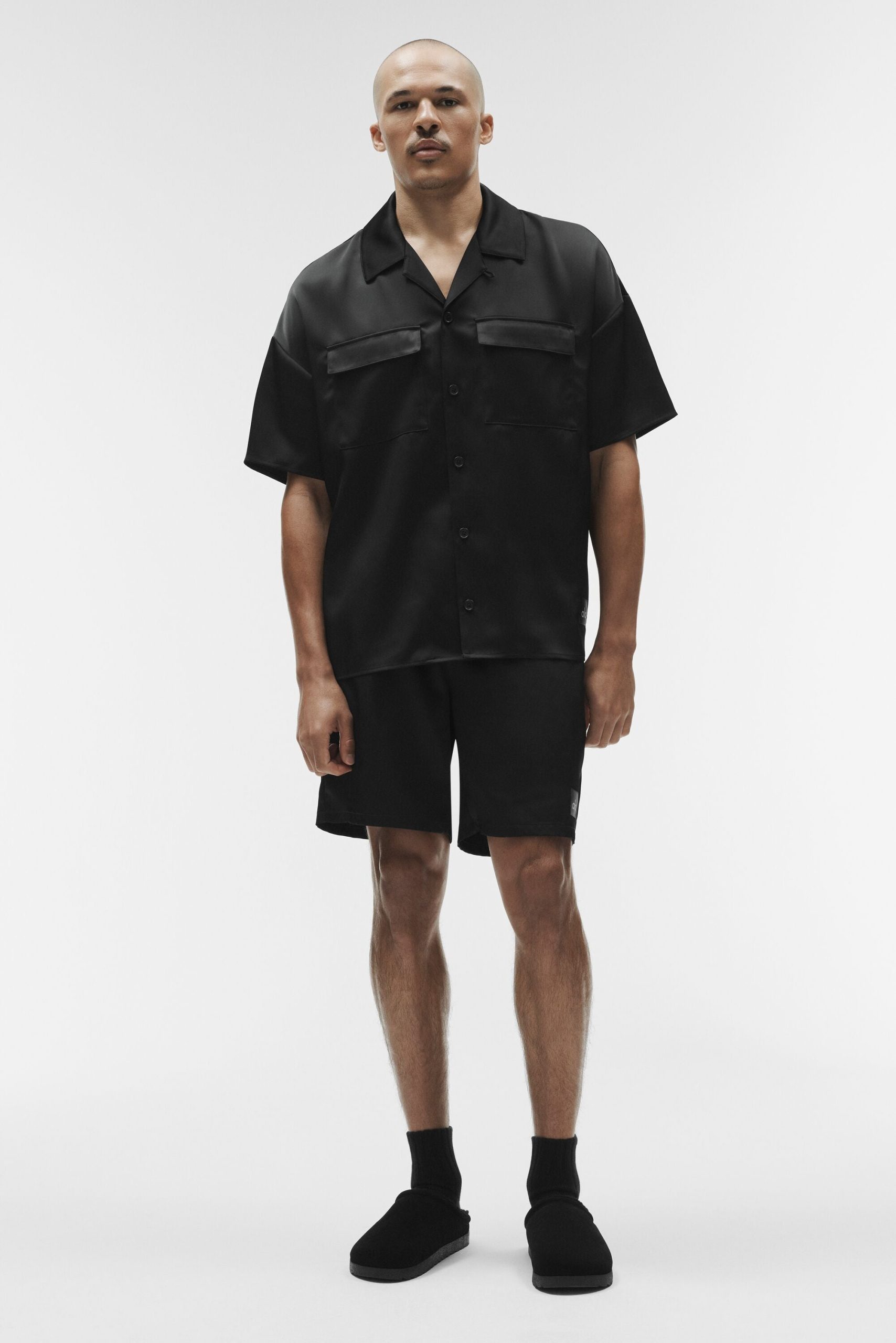 Satin Horizon Short Sleeve Button Up - Black - Image 6