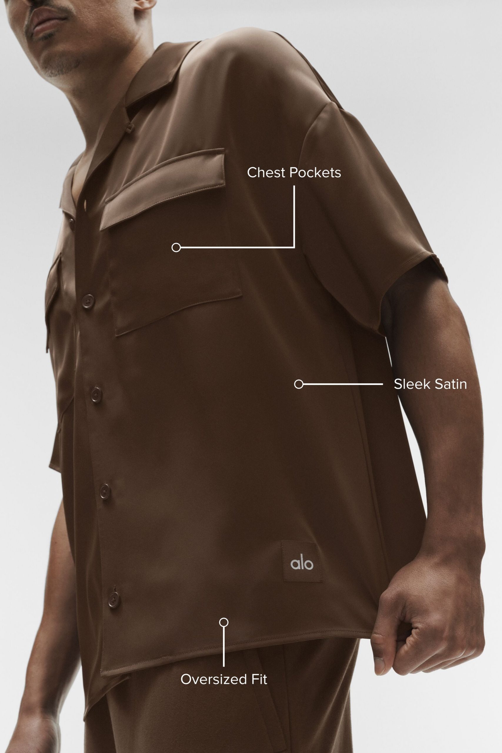 Satin Horizon Short Sleeve Button Up - Espresso - Image 2