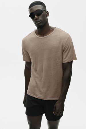 Linen Jersey Coastal Short Sleeve Tee - Gravel