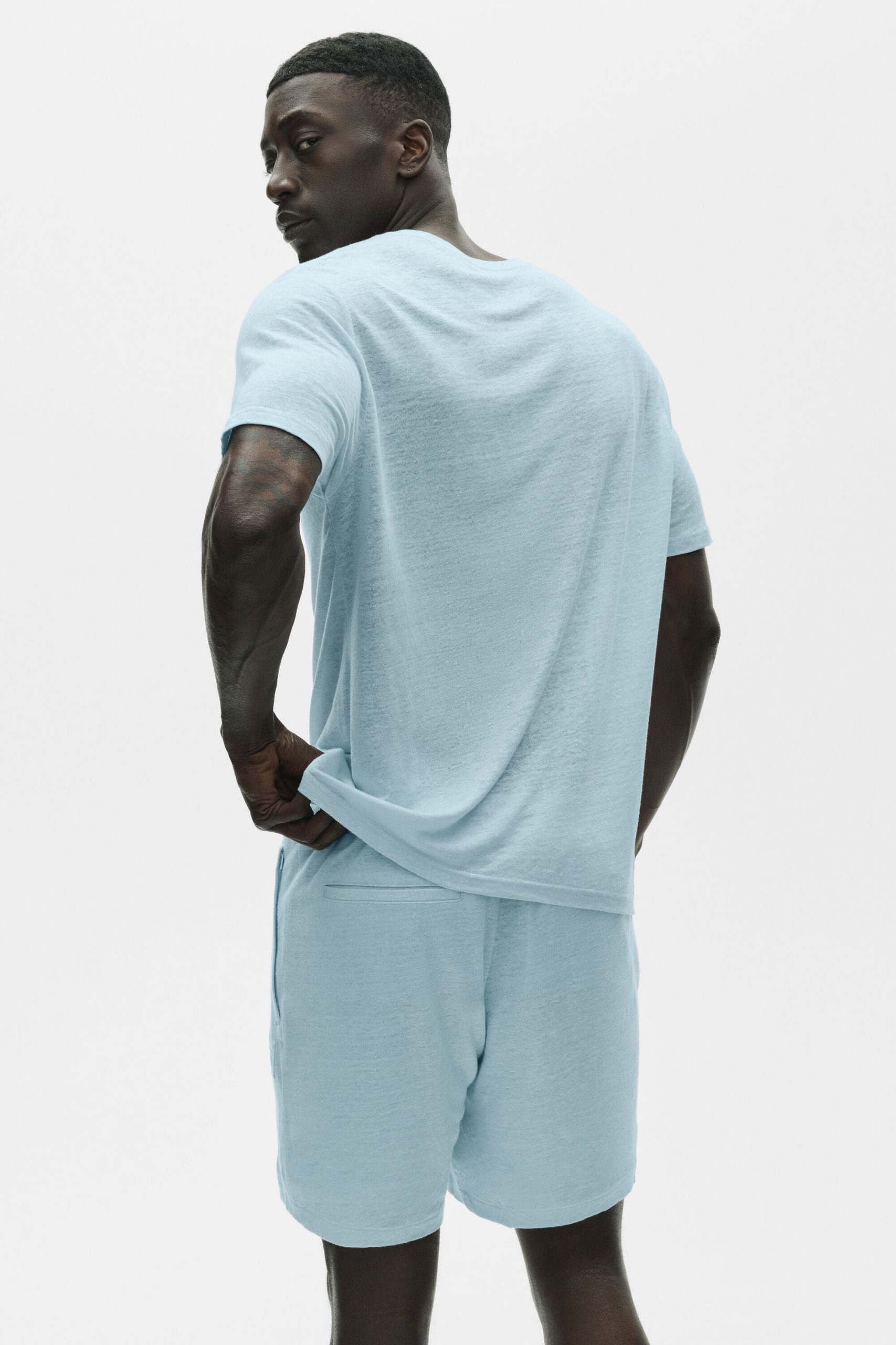 Linen Jersey Coastal Short Sleeve Tee - Seaside Blue - Image 4
