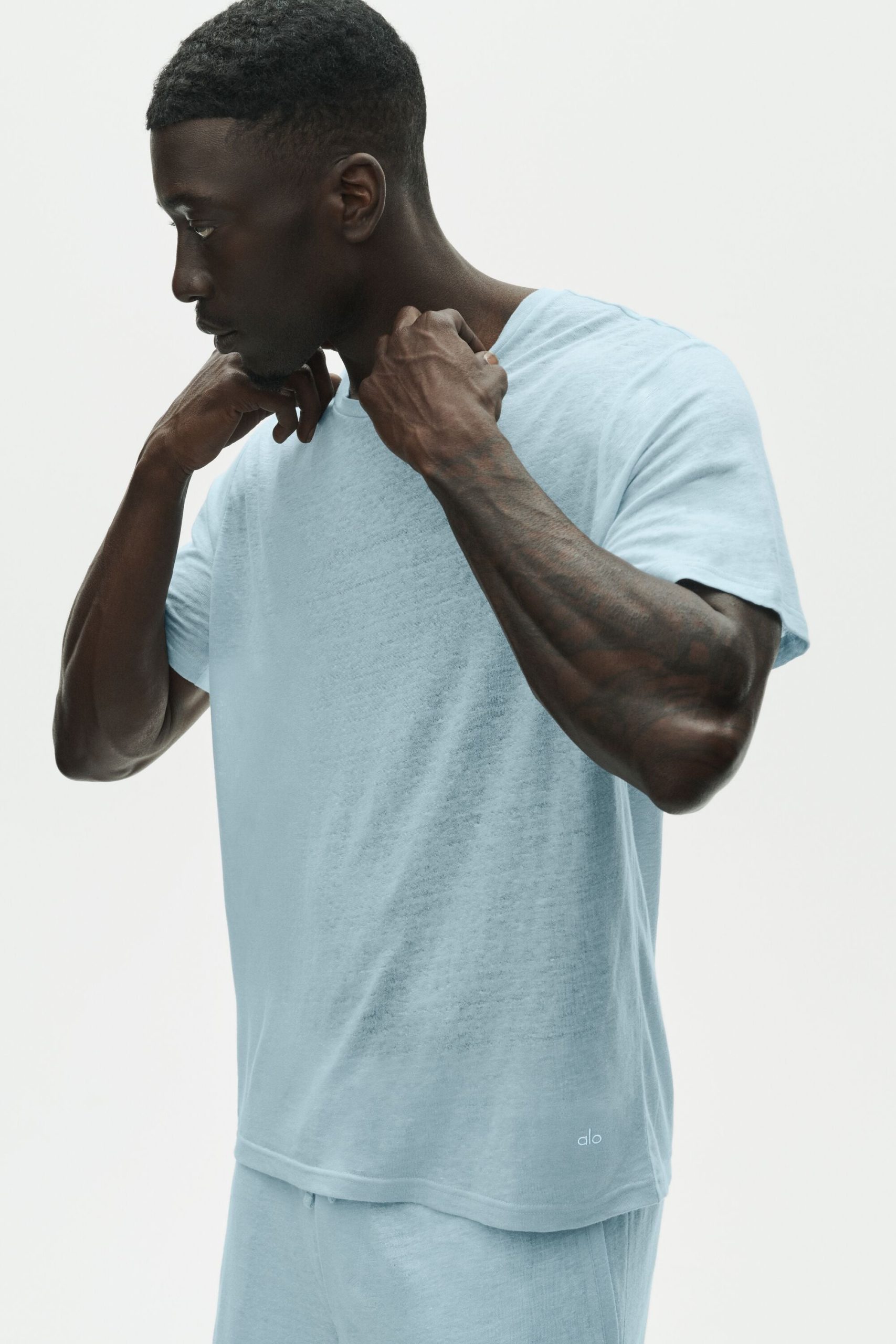 Linen Jersey Coastal Short Sleeve Tee - Seaside Blue - Image 3