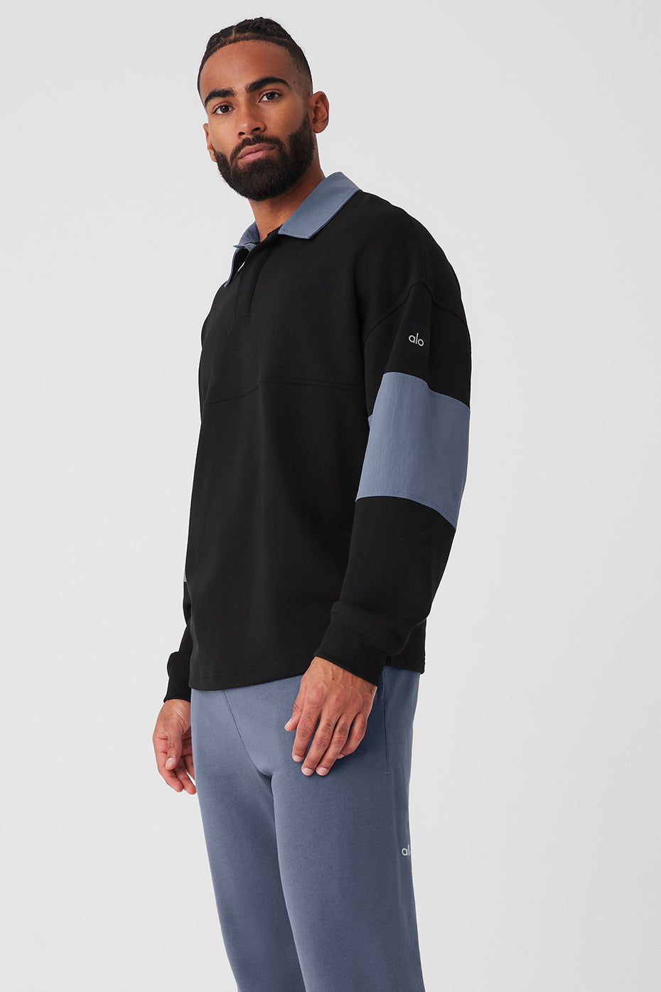 Mixmatch Rugby Sweatshirt - Black/Bluestone - Image 3
