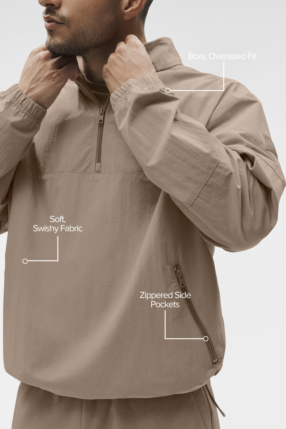 Light Weight Takeaway Track Pullover - Gravel - Image 2