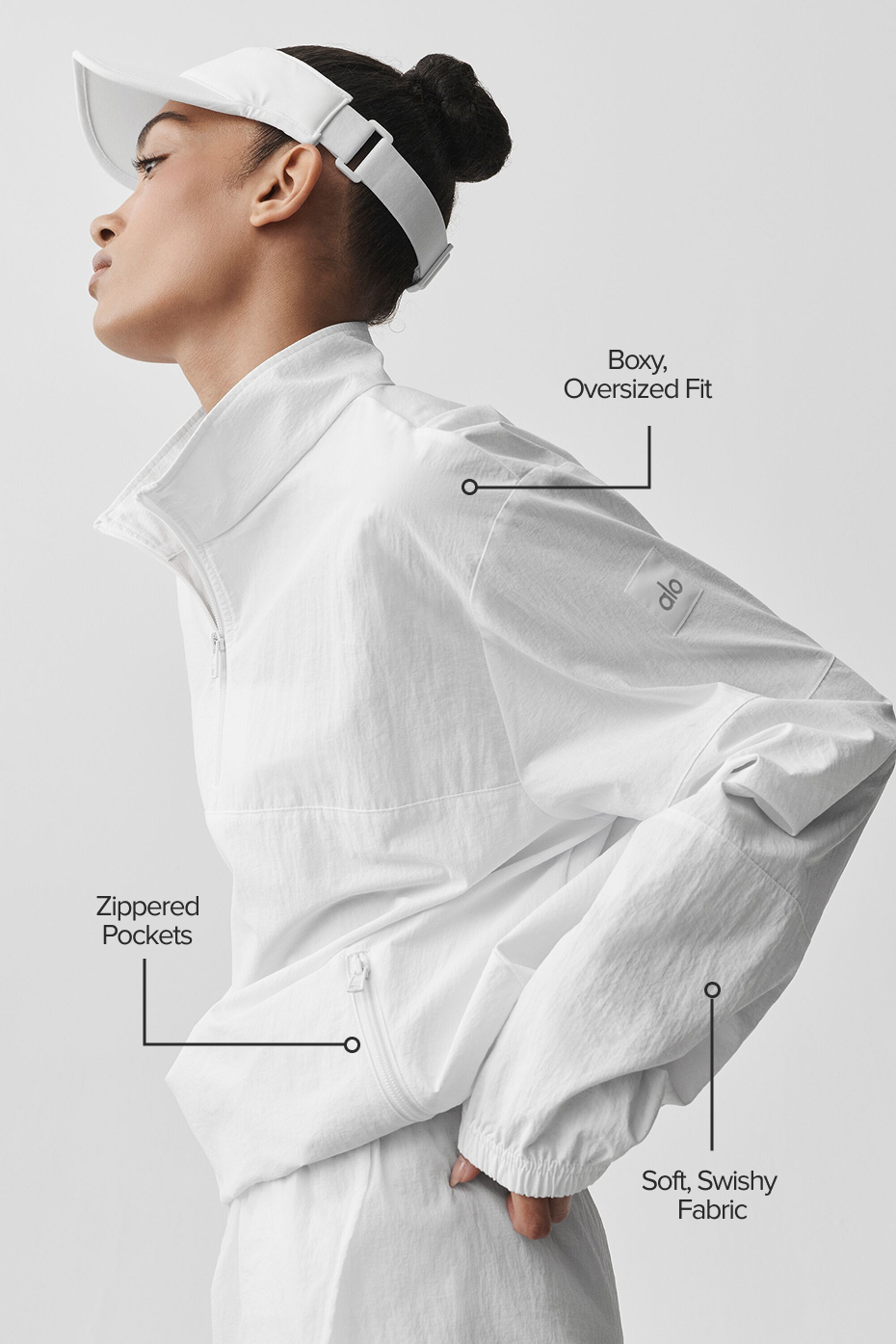 Light Weight Takeaway Track Pullover - White - Image 2
