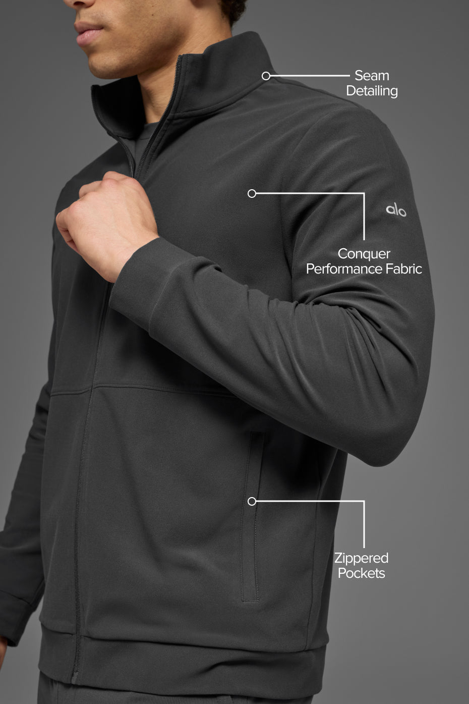 Conquer Max Mock Neck Full Zip - Anthracite - Image 2