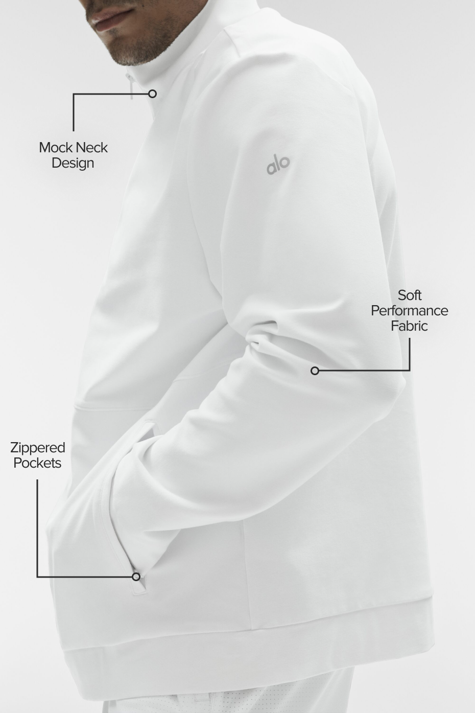 Conquer Max Mock Neck Full Zip - White - Image 2