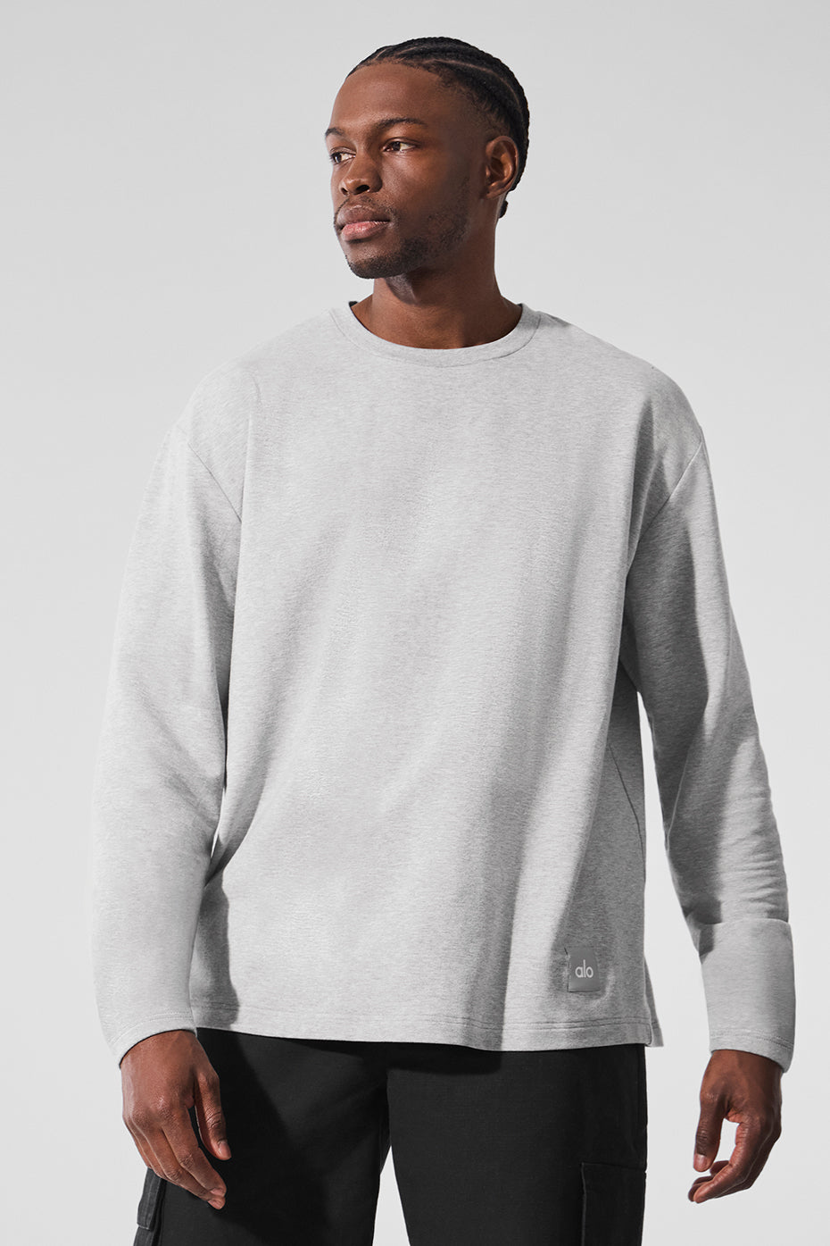 Double Take Long Sleeve Crew - Athletic Heather Grey - Image 4