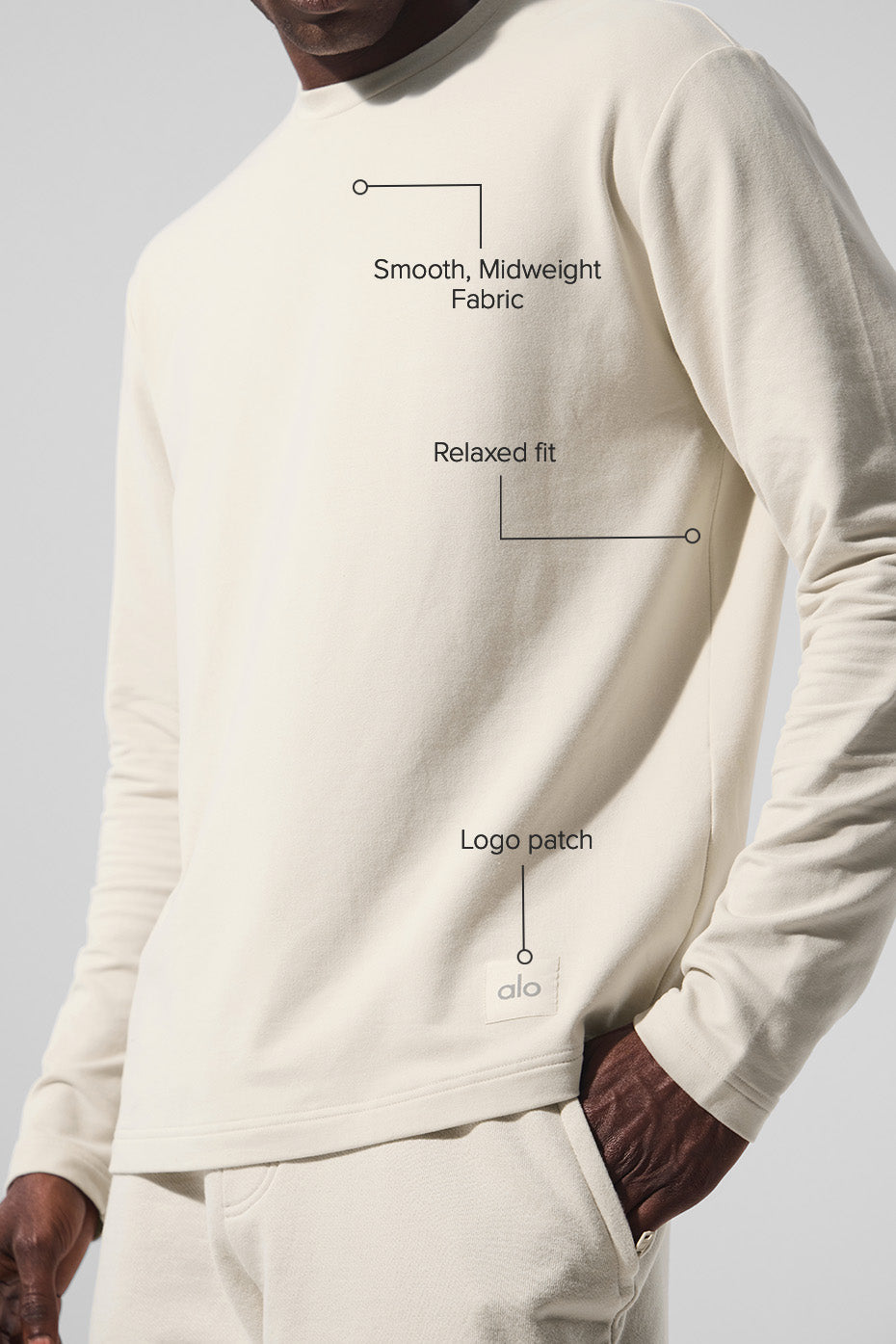 Double Take Long Sleeve Crew - Bone - Image 2