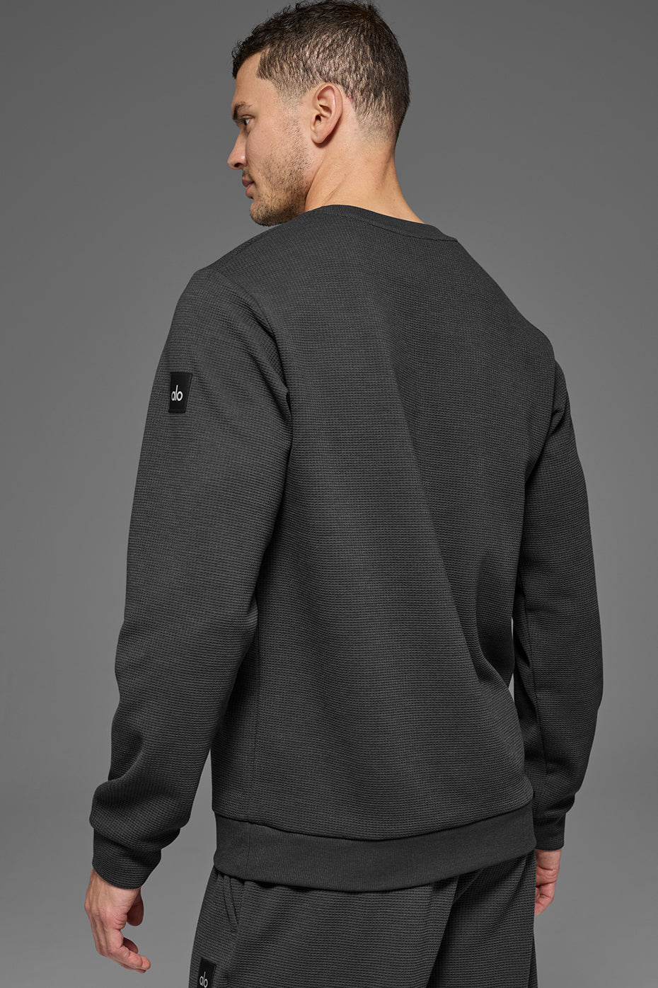 Waffle Lounge Long Sleeve Crew - Anthracite - Image 2