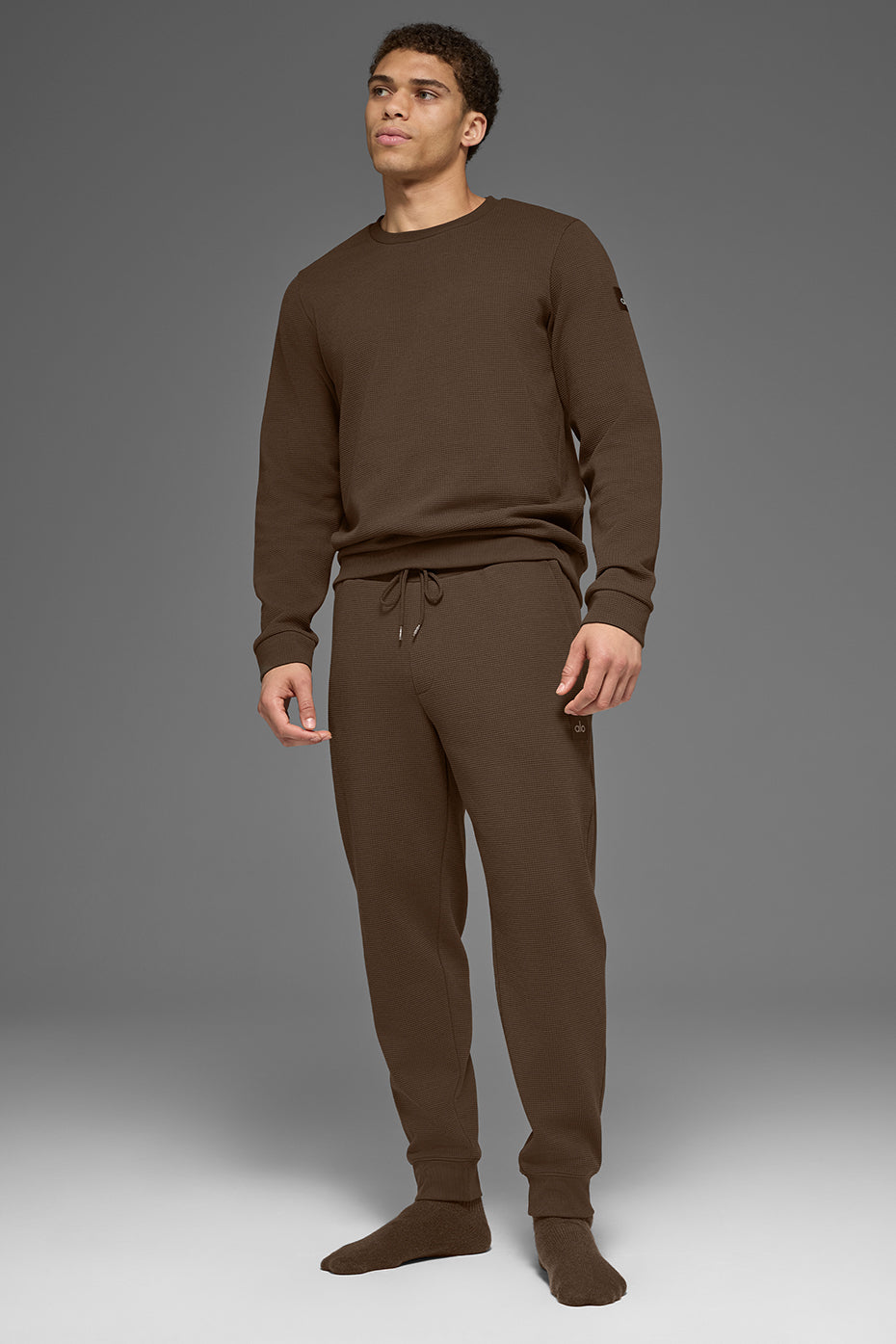 Waffle Lounge Long Sleeve Crew - Espresso - Image 6