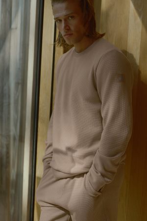 Waffle Lounge Long Sleeve Crew - Gravel