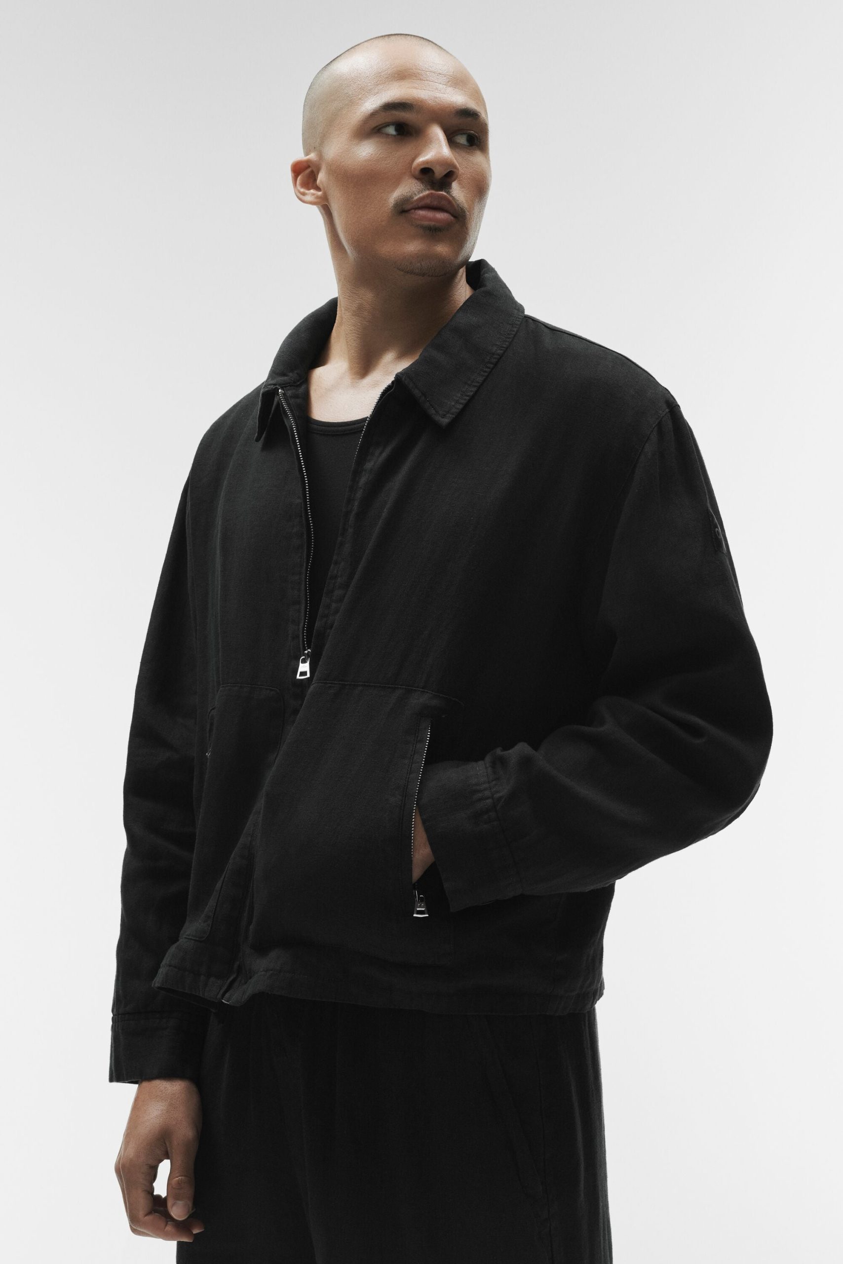 Linen Days Full Zip Jacket - Black - Image 3