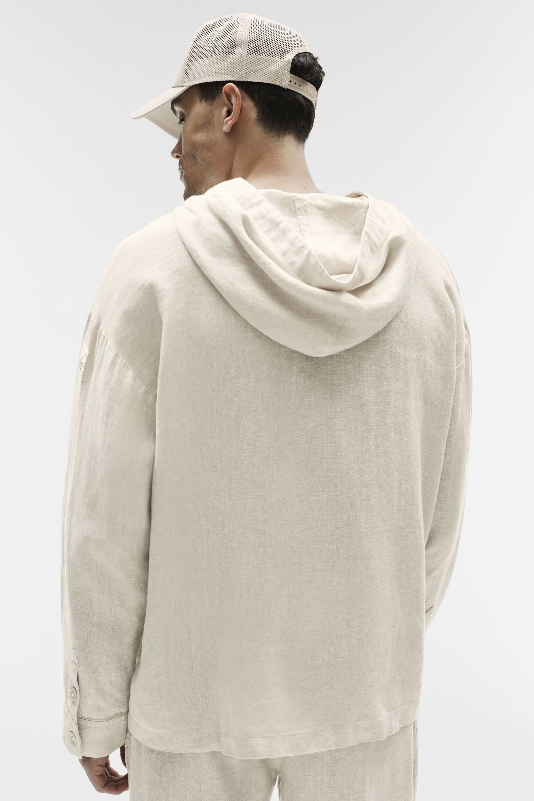 Linen Days Button Up Hoodie - Bone - Image 4