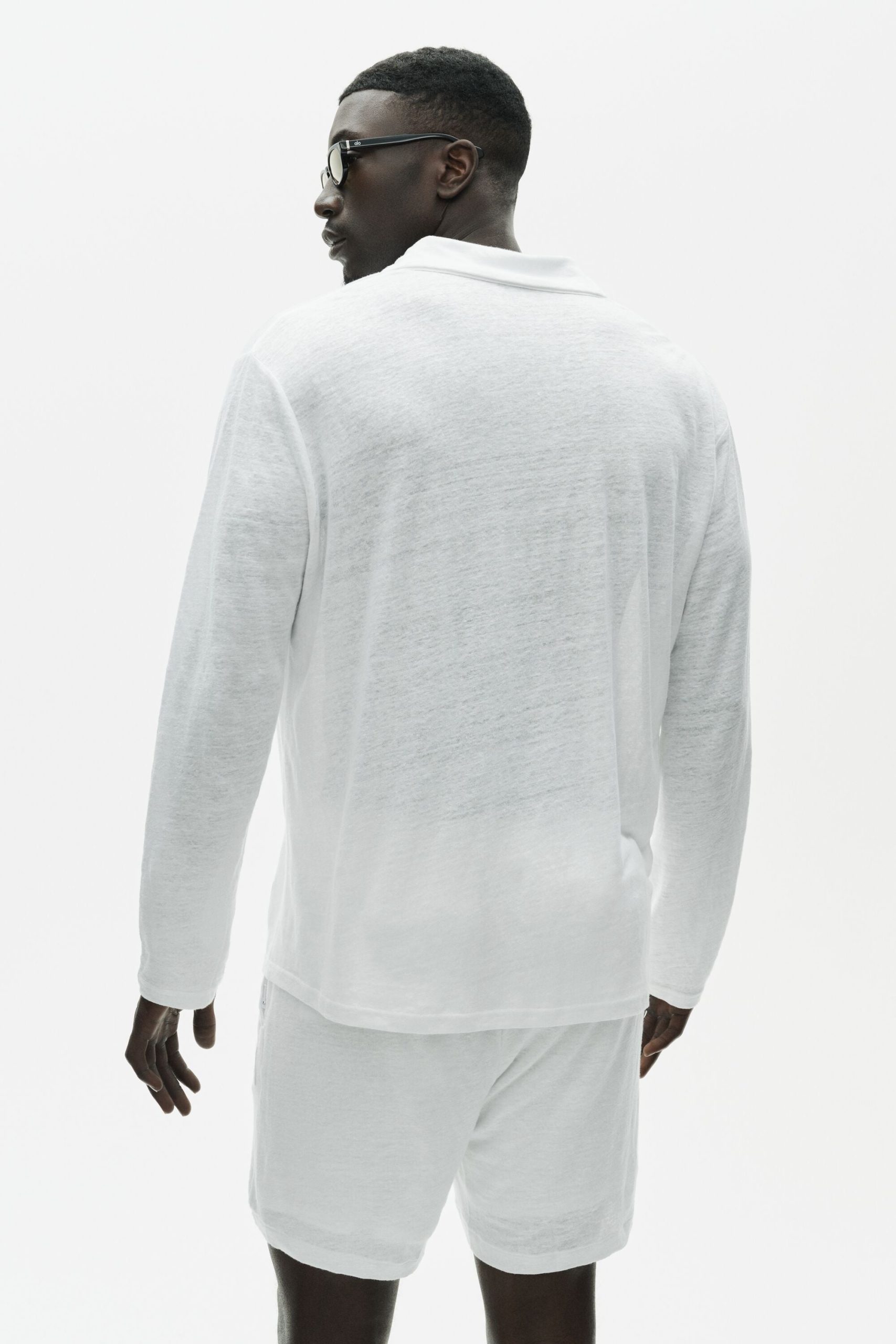 Linen Jersey Coastal Long Sleeve Pullover - White - Image 4