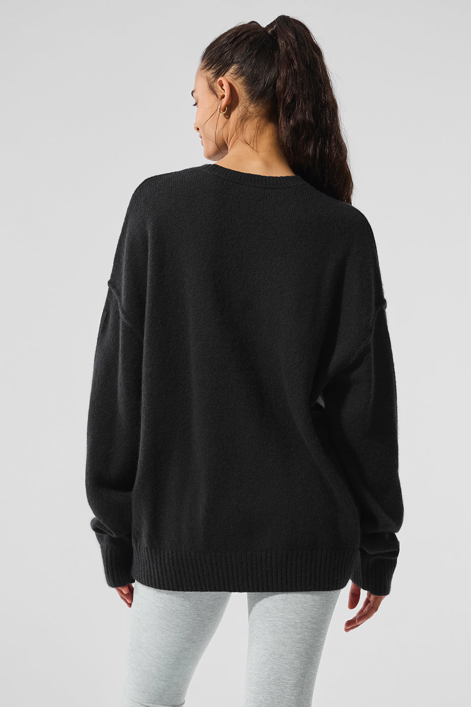 Unisex Wool Cashmere New Class Crewneck Sweater - Black - Image 3
