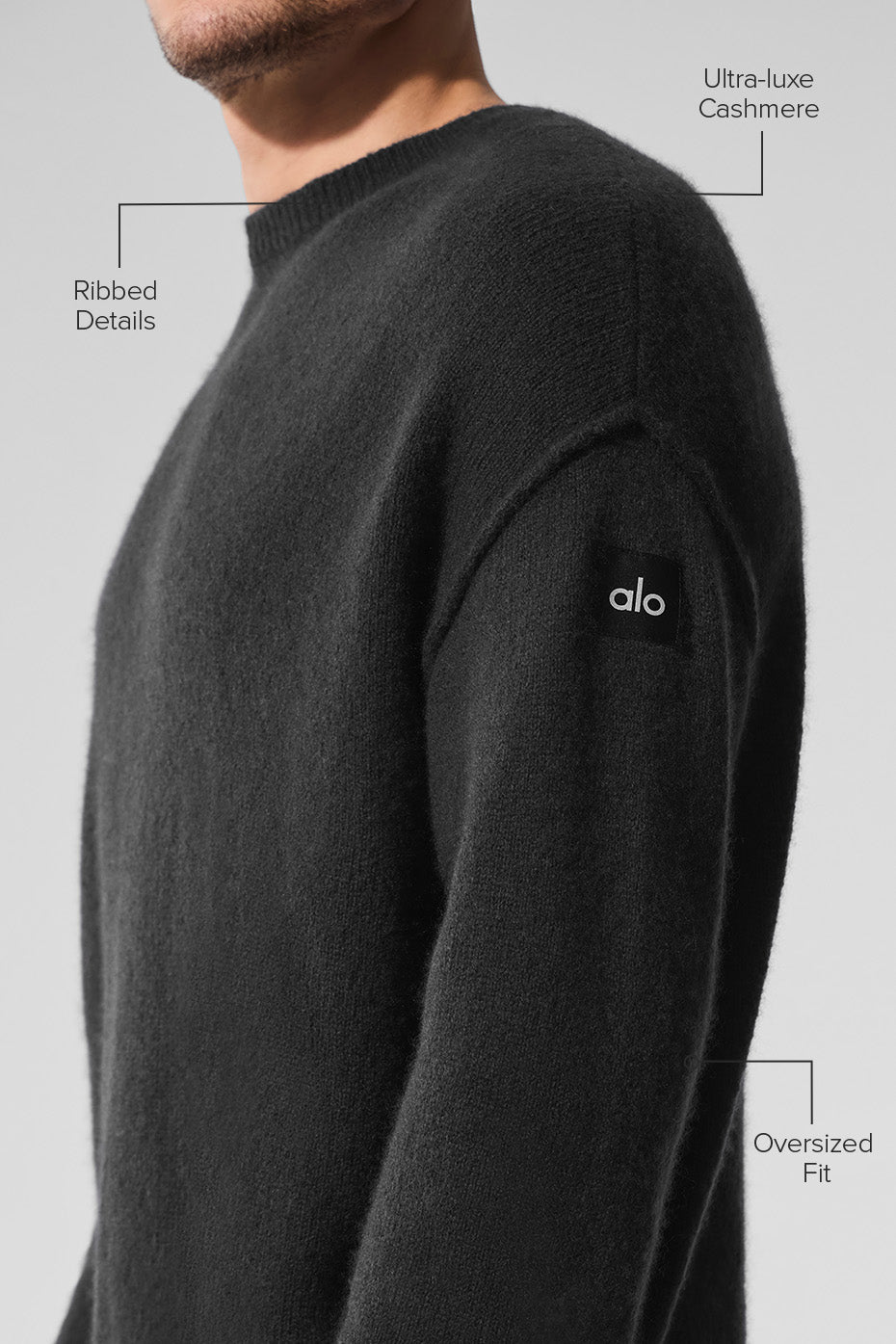 Unisex Wool Cashmere New Class Crewneck Sweater - Black - Image 2