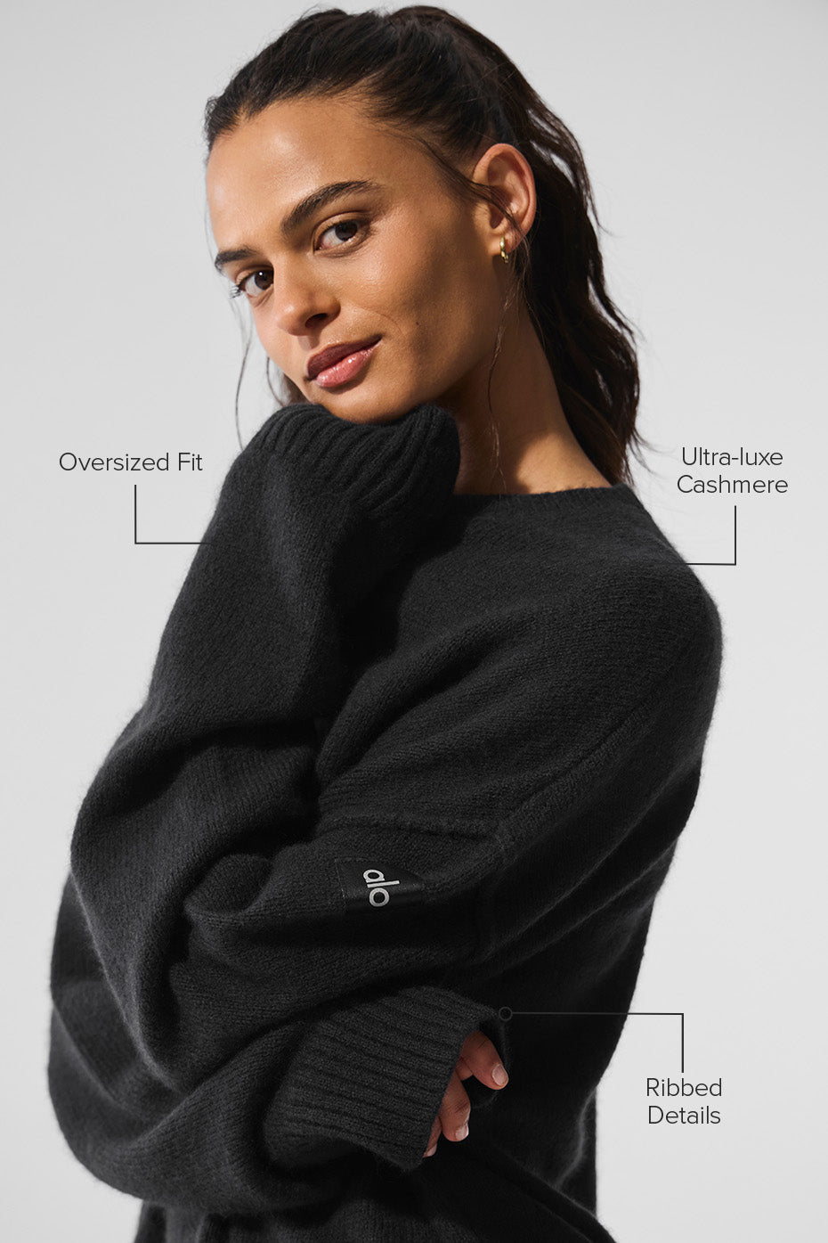 Unisex Wool Cashmere New Class Crewneck Sweater - Black - Image 2