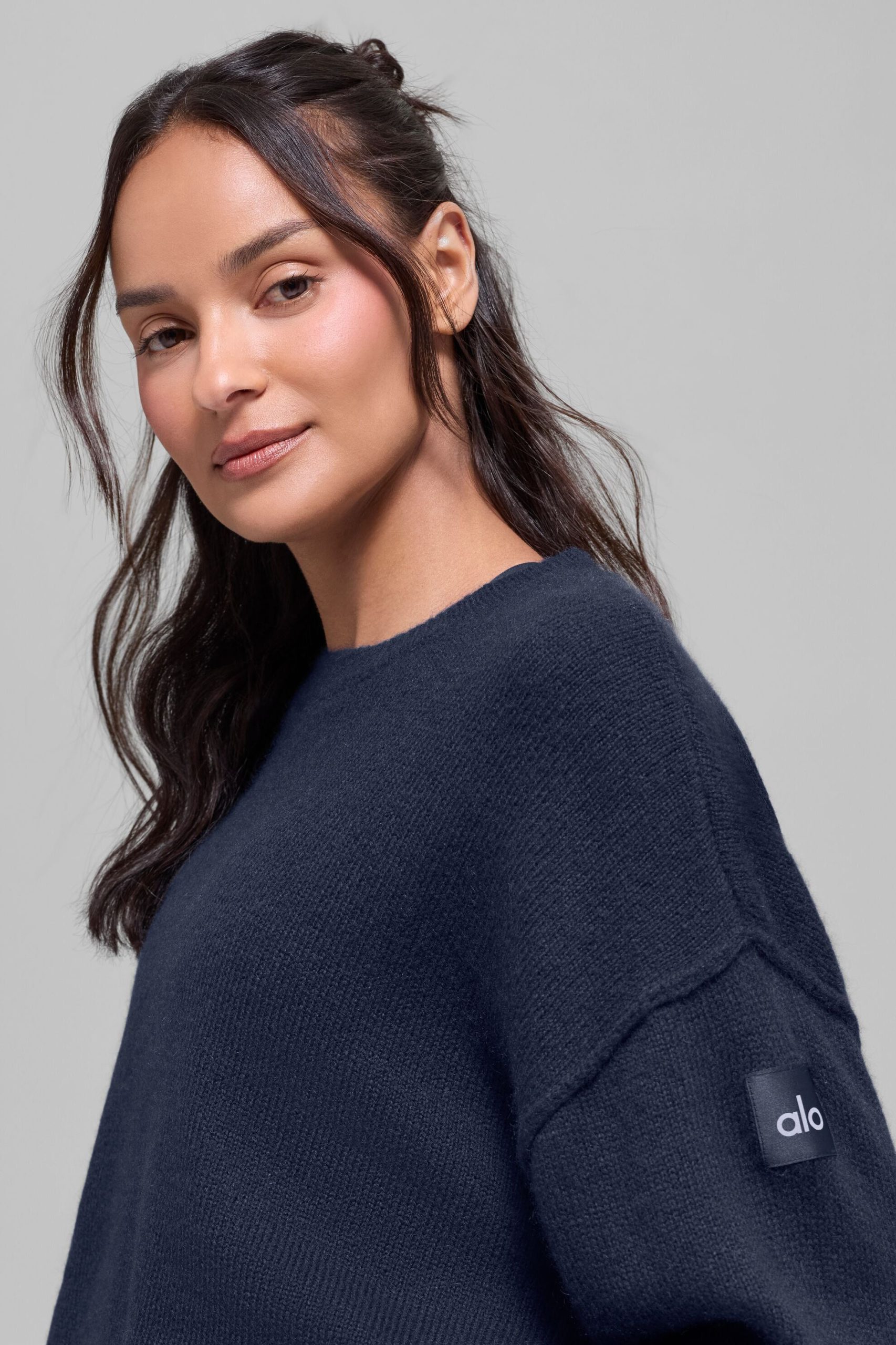 Unisex Wool Cashmere New Class Crewneck Sweater - Navy - Image 2