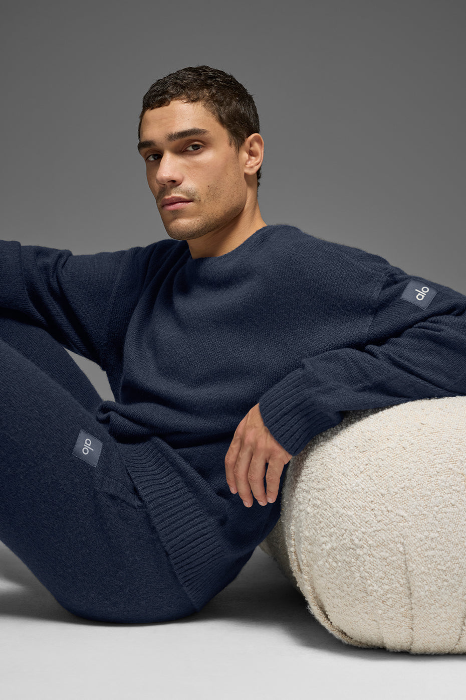 Unisex Wool Cashmere New Class Crewneck Sweater - Navy - Image 4