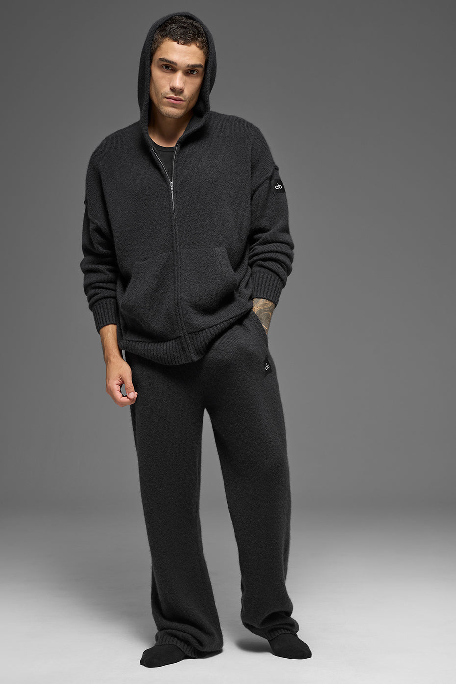 Wool Cashmere New Class Full Zip Hoodie - Black - Image 4