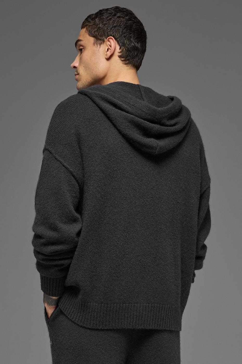 Wool Cashmere New Class Full Zip Hoodie - Black - Image 3