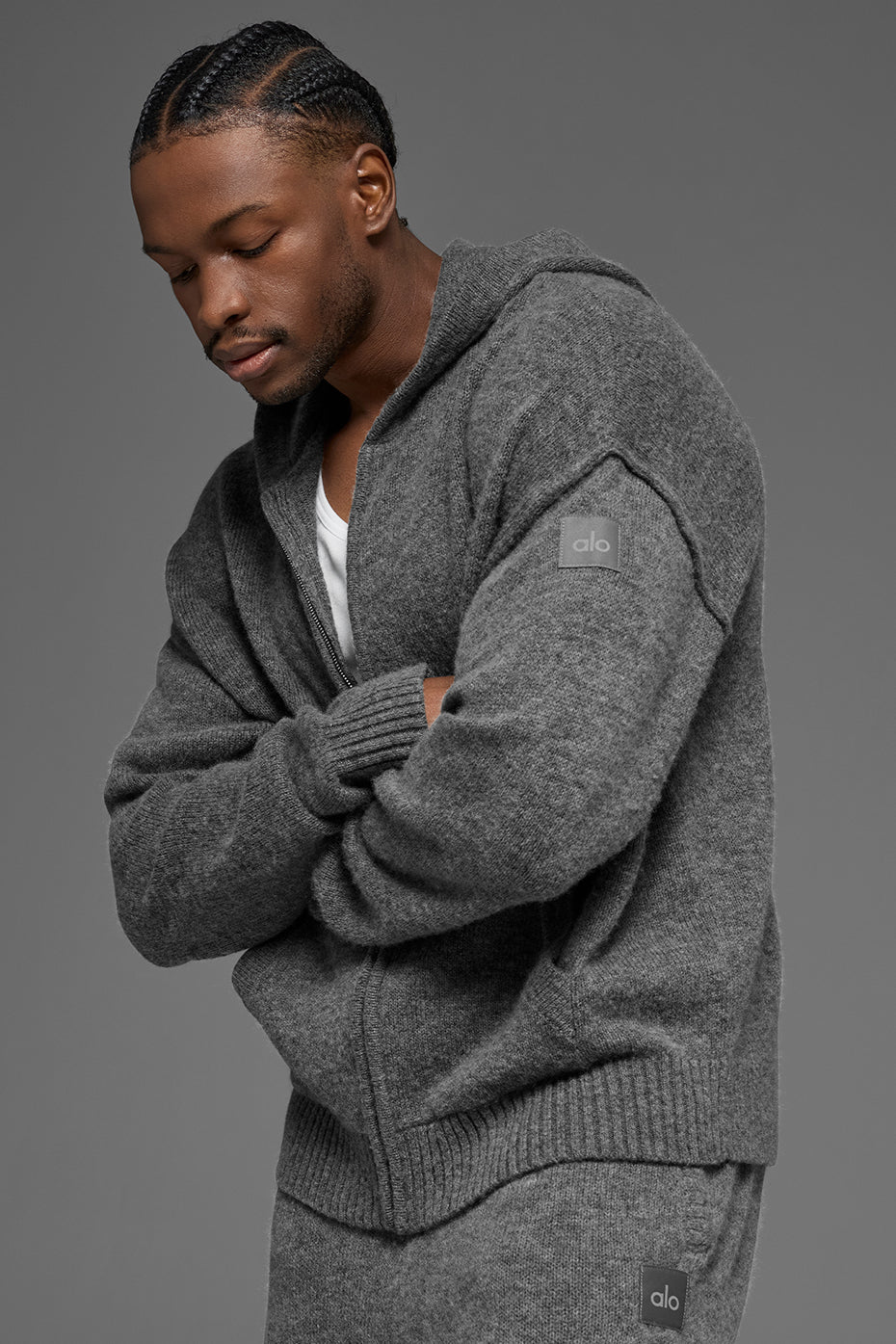 Wool Cashmere New Class Full Zip Hoodie - Platinum Grey - Image 3