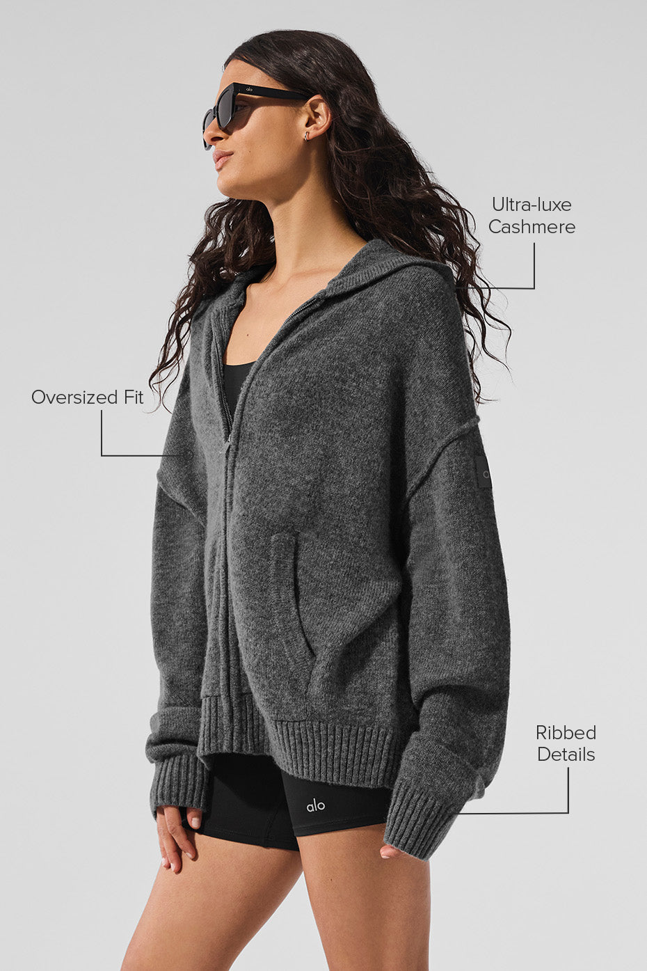 Wool Cashmere New Class Full Zip Hoodie - Platinum Grey - Image 2