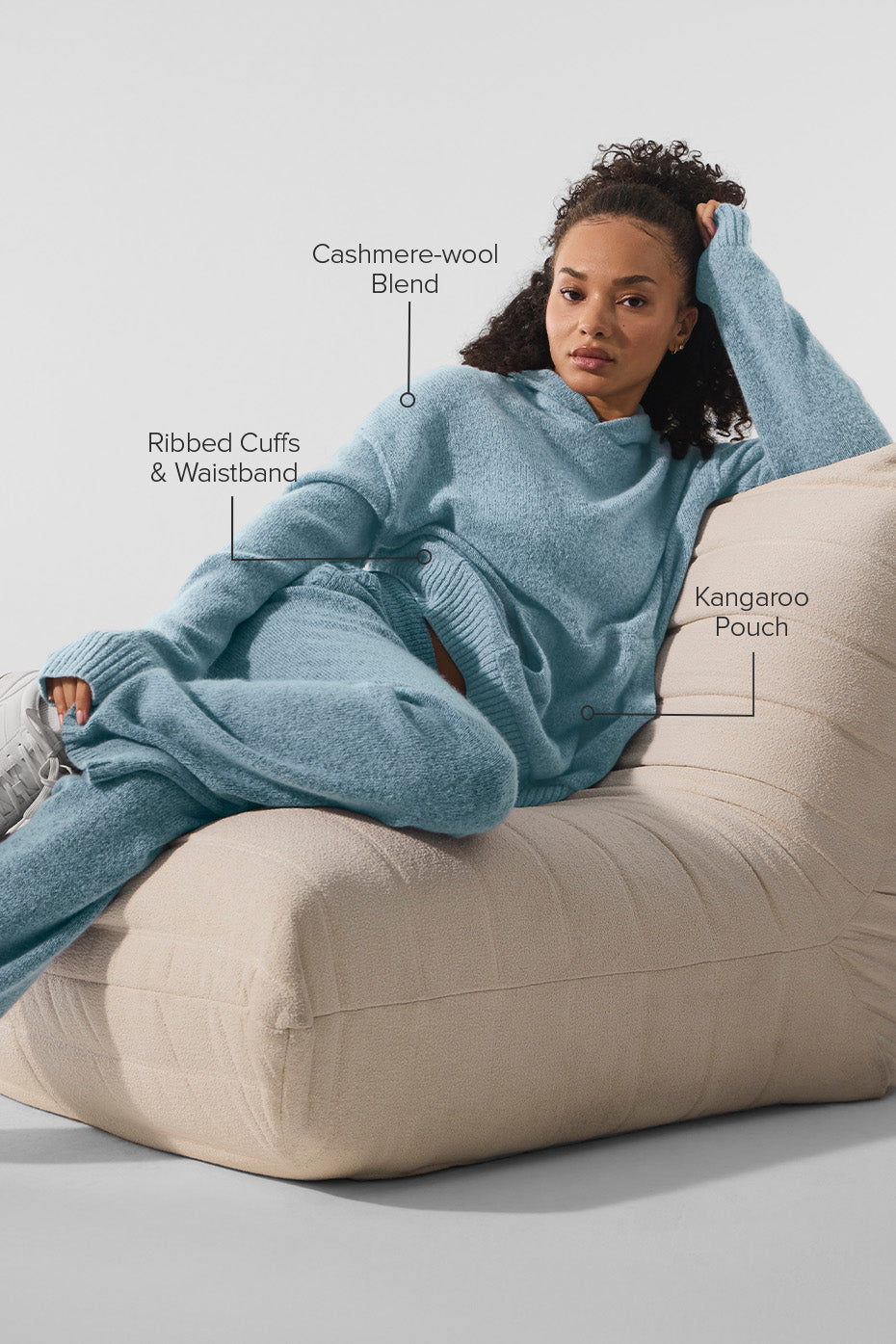 Wool Cashmere New Class Hoodie - Celestial Blue Granite Heather - Image 2