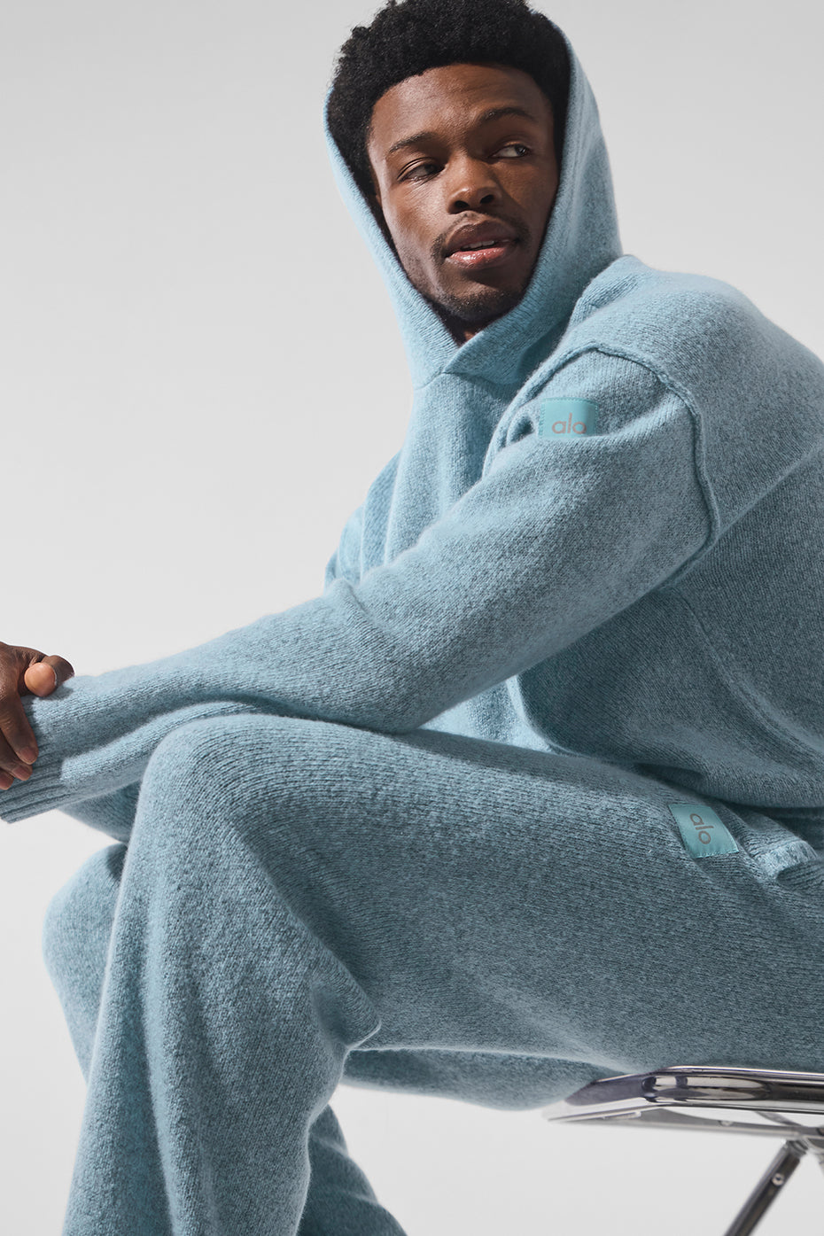 Wool Cashmere New Class Hoodie - Celestial Blue Granite Heather - Image 4