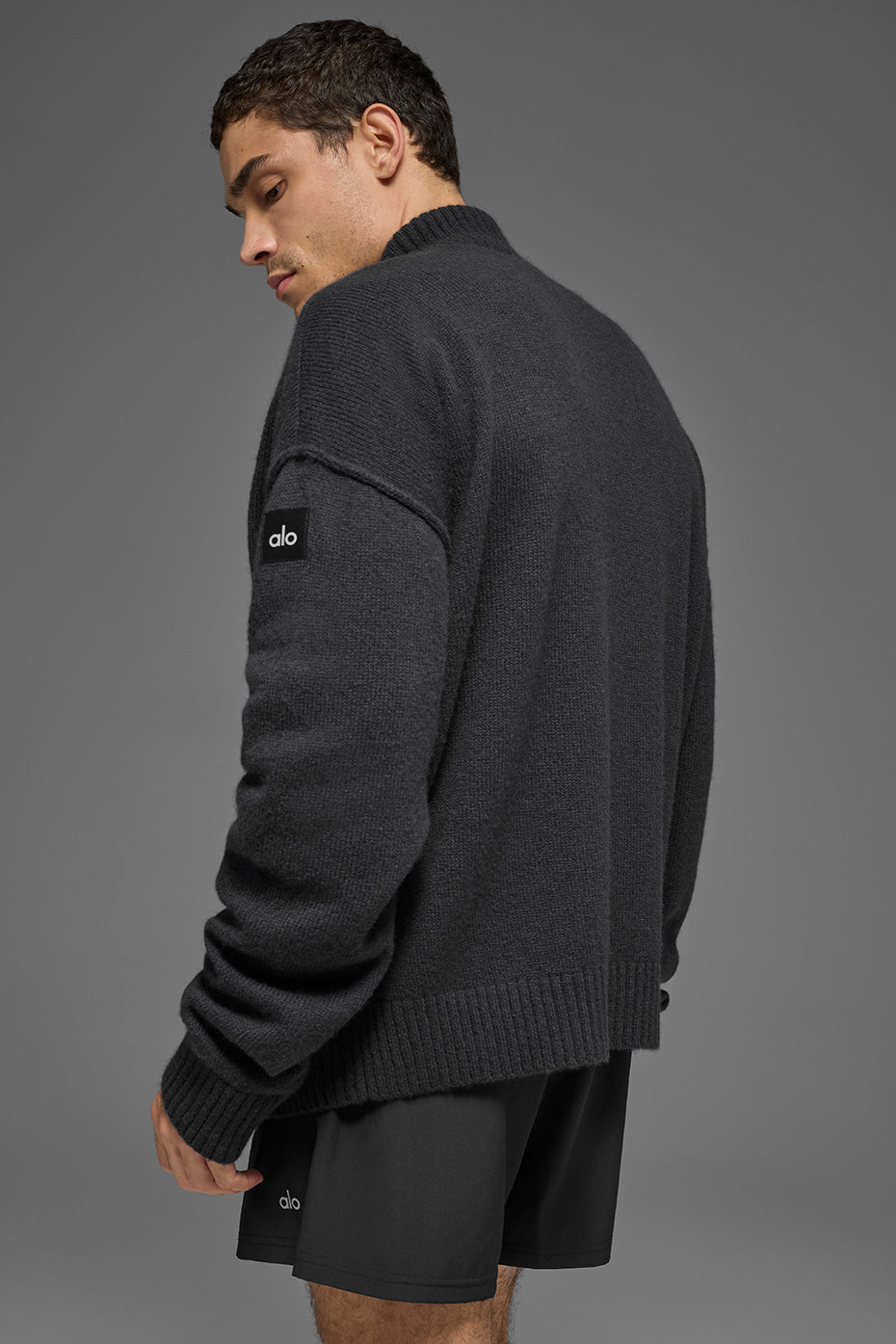 Wool Cashmere New Class 1/4 Zip Pullover - Black - Image 3
