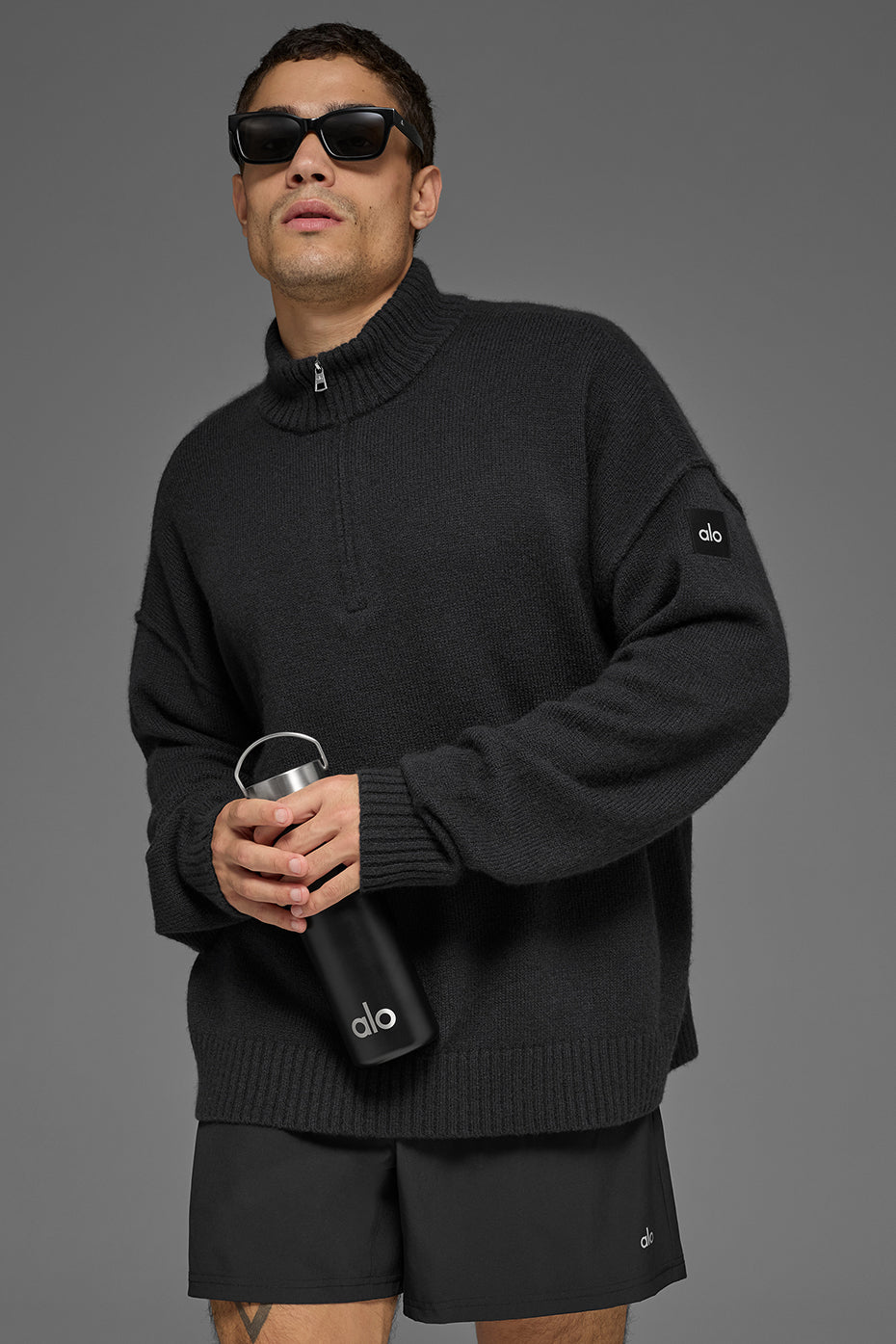 Wool Cashmere New Class 1/4 Zip Pullover - Black - Image 4