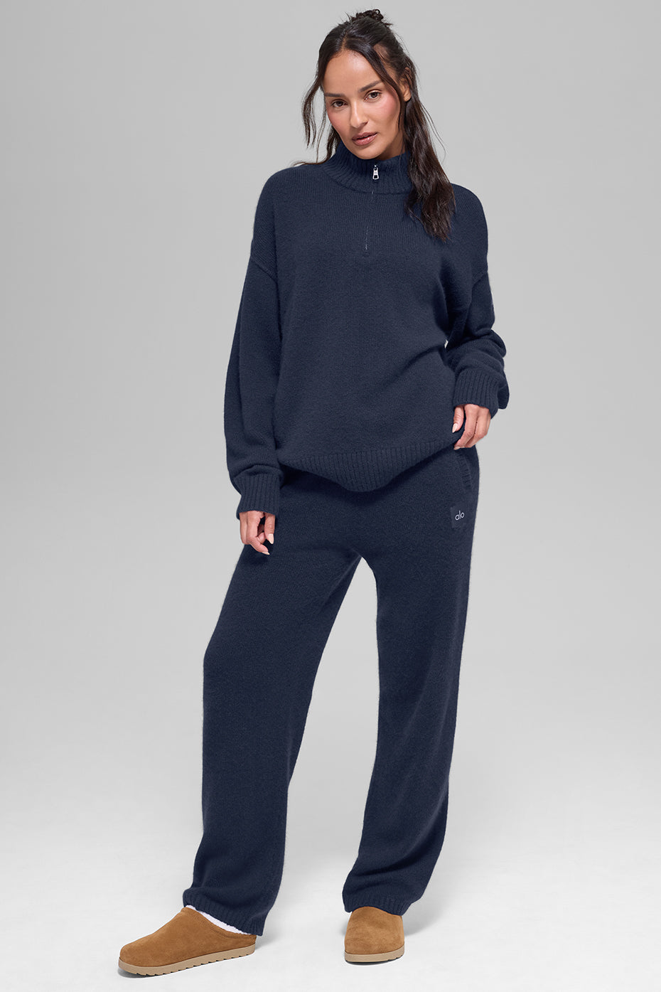 Wool Cashmere New Class 1/4 Zip Pullover - Navy - Image 5
