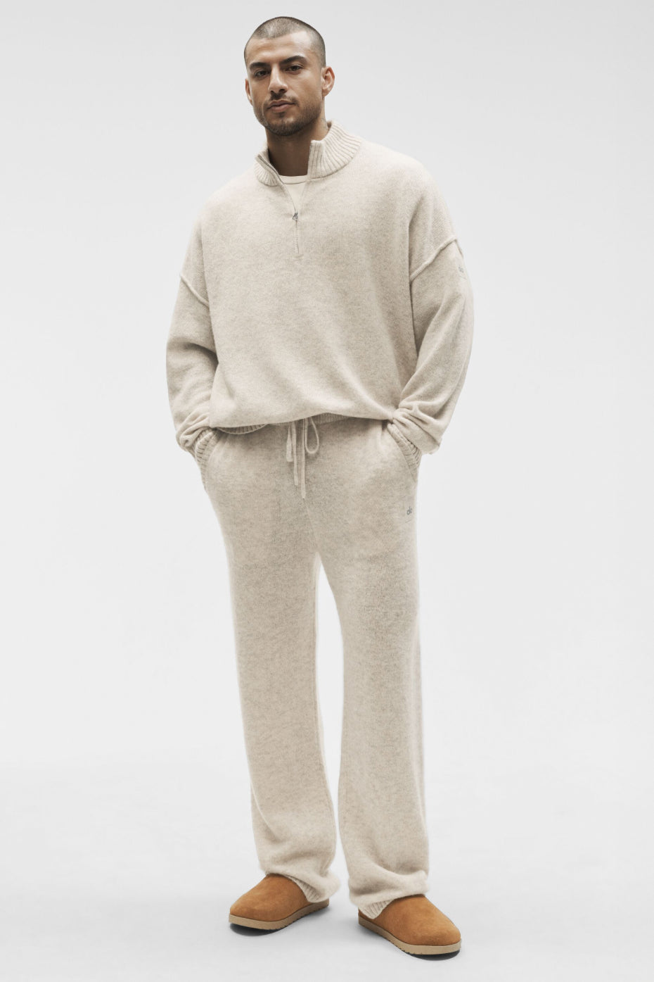 Wool Cashmere New Class 1/4 Zip Pullover - Oatmeal Heather - Image 5