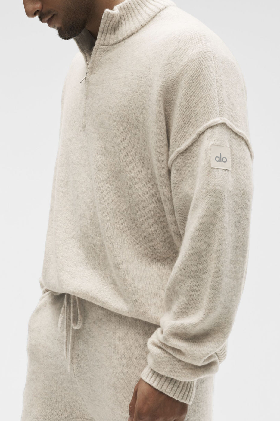 Wool Cashmere New Class 1/4 Zip Pullover - Oatmeal Heather - Image 3
