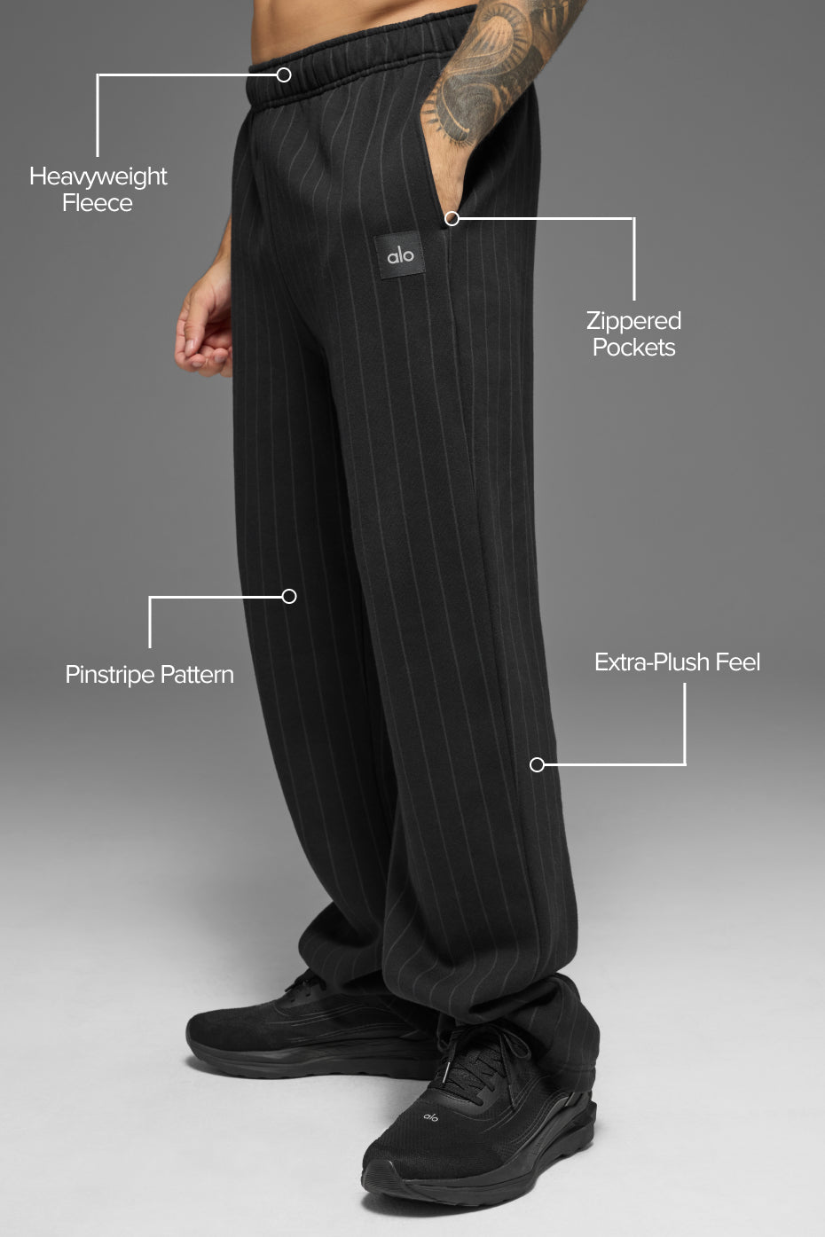 Pinstripe Straight Leg Sweatpant - Black Pinstripe - Image 2