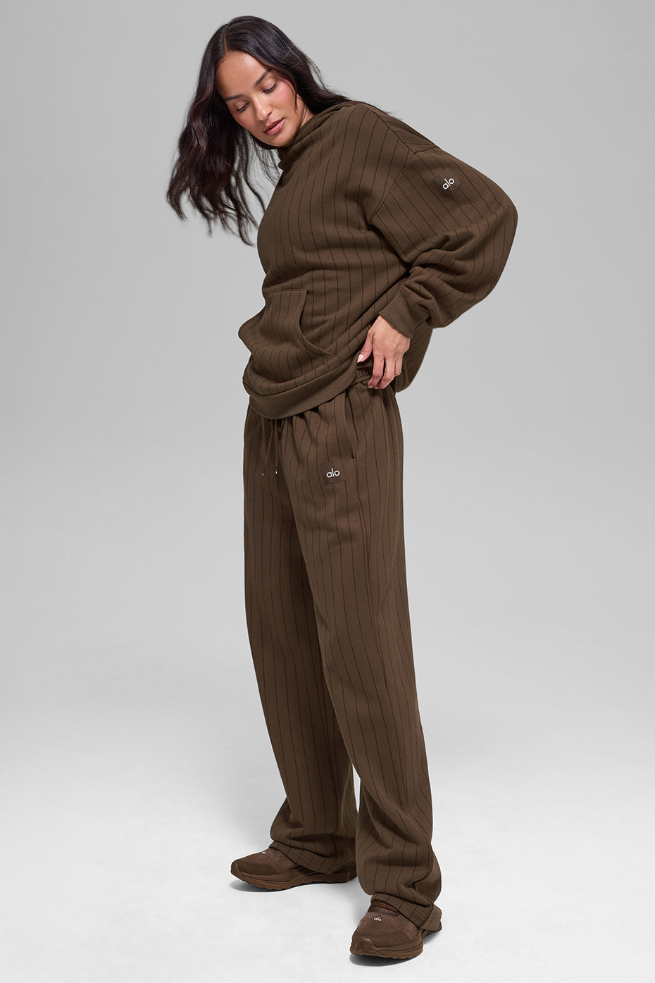 Pinstripe Straight Leg Sweatpant - Espresso Pinstripe - Image 5