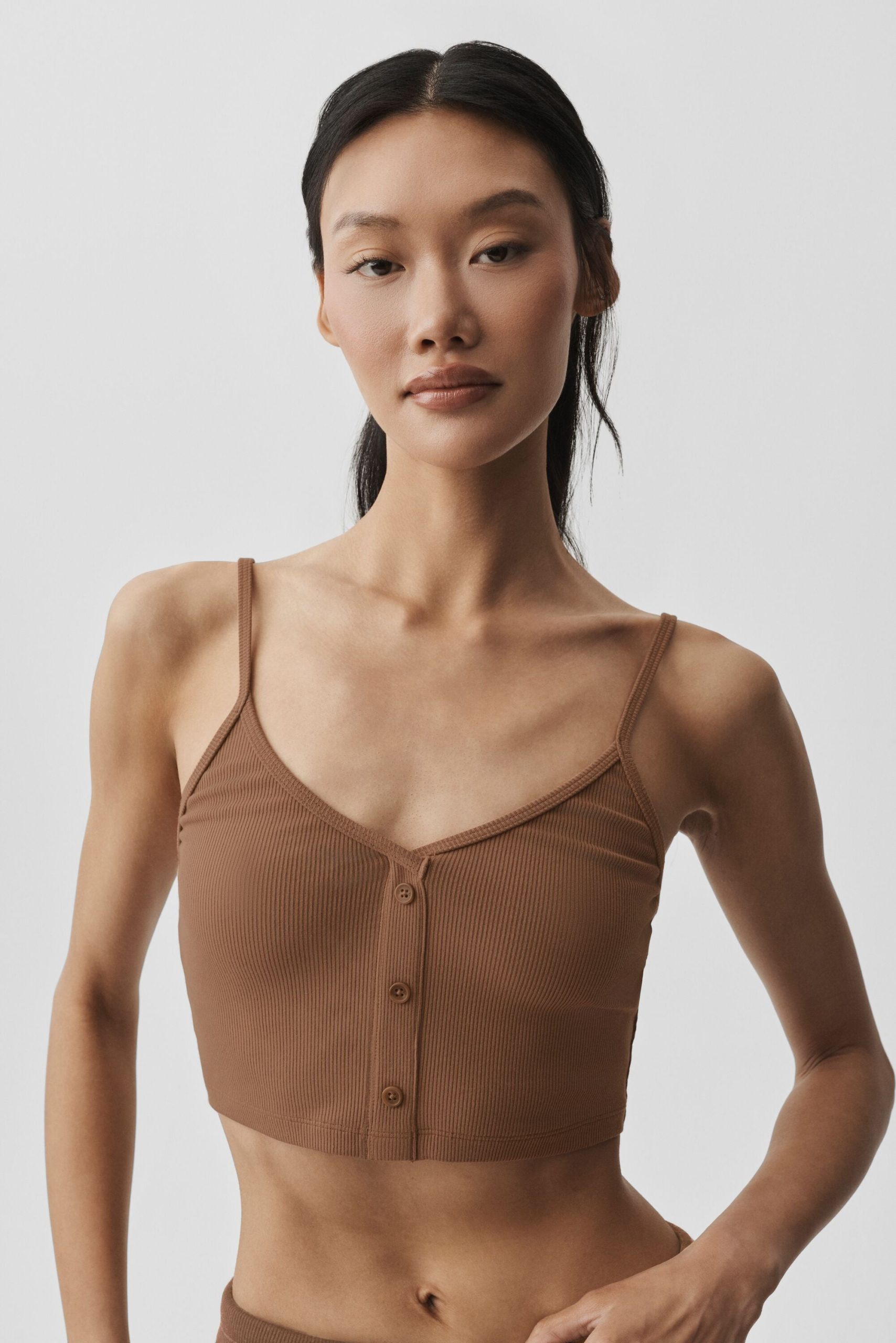 Ribbed Delicate Lounge Tank - Sun Kissed Brown - Image 3