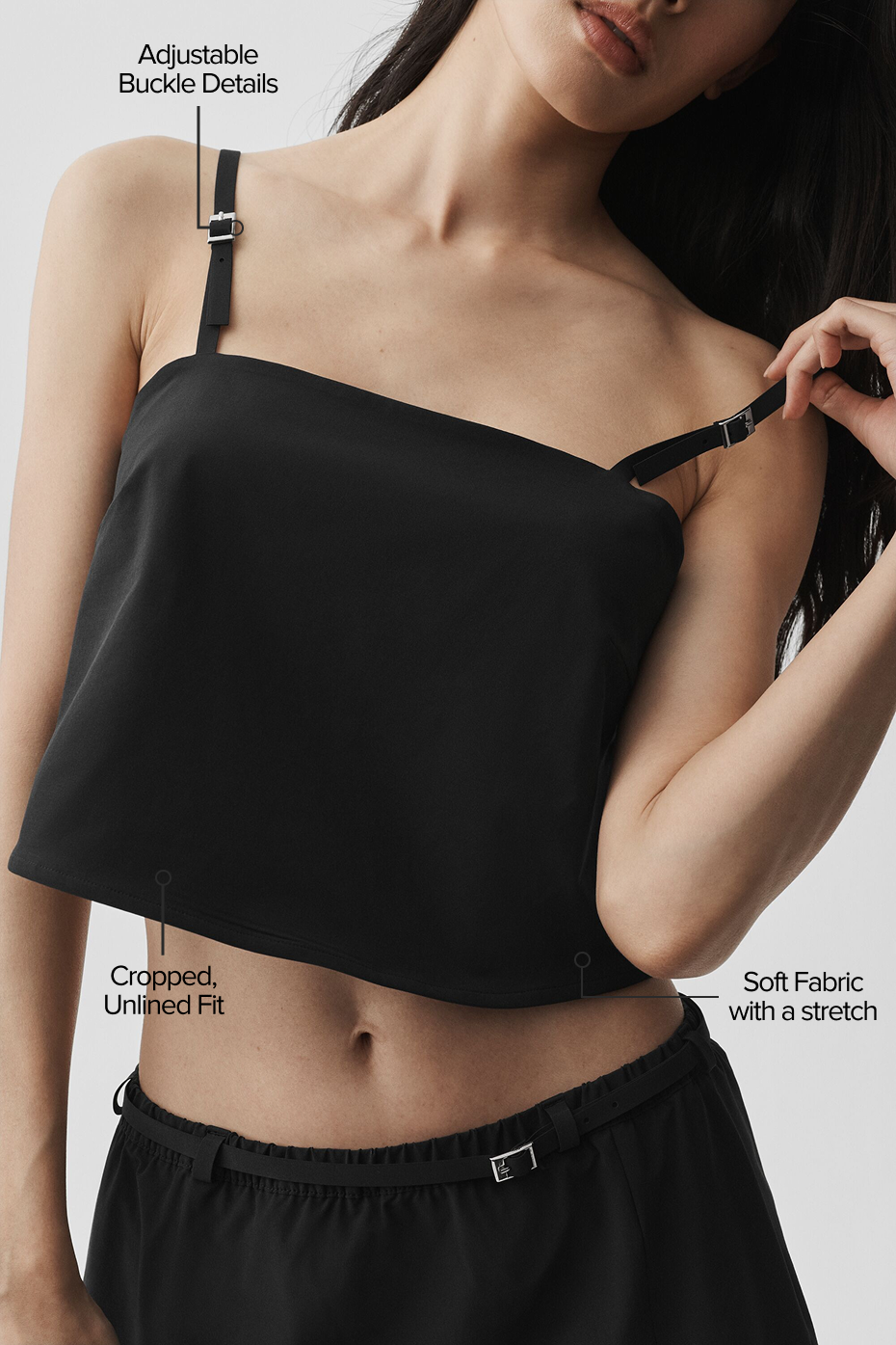 Cropped Connection Tank - Black - Image 2