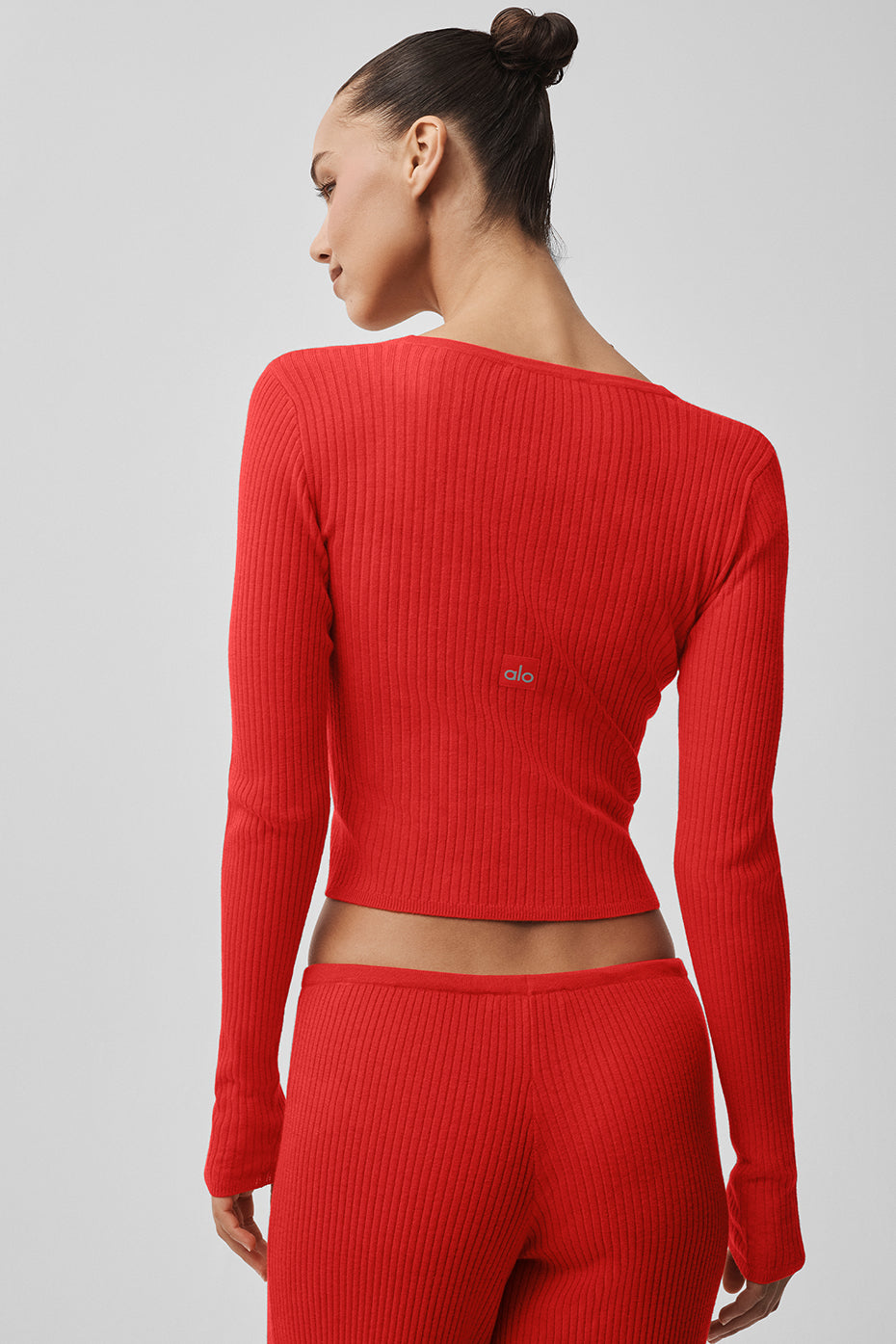 Sweater Knit Unwind Long Sleeve - Bright Red - Image 2
