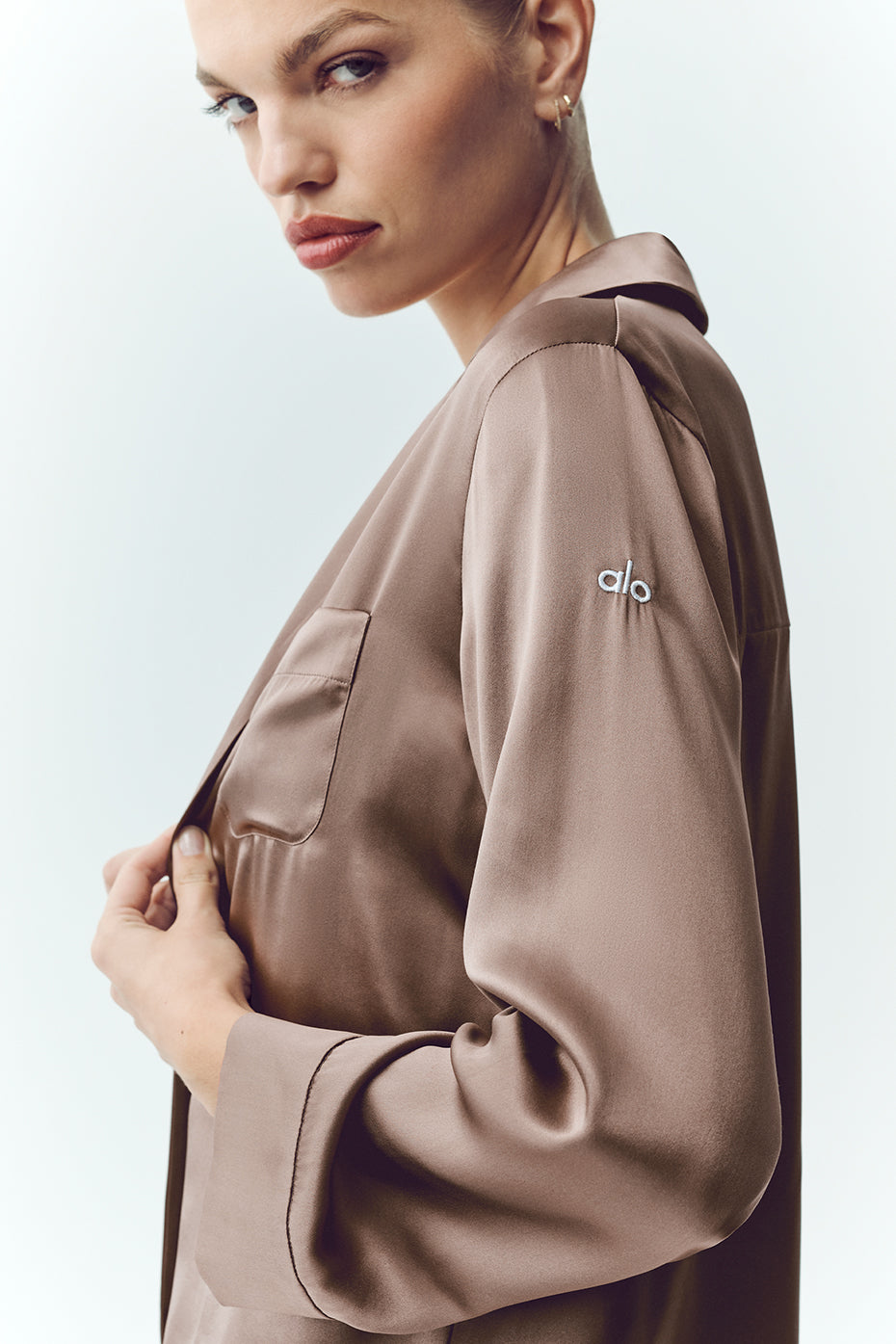 Silk Luminous Button Up - Alpine Cocoa - Image 2