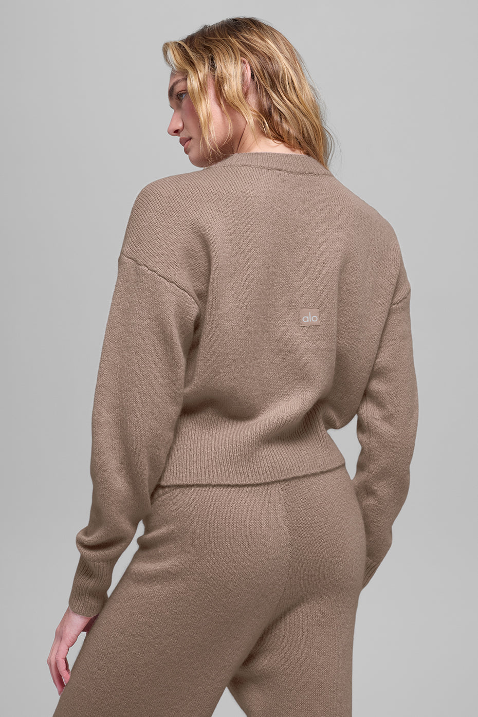 Wool Cashmere Cropped New Class Crewneck Sweater - Chai Latte - Image 2