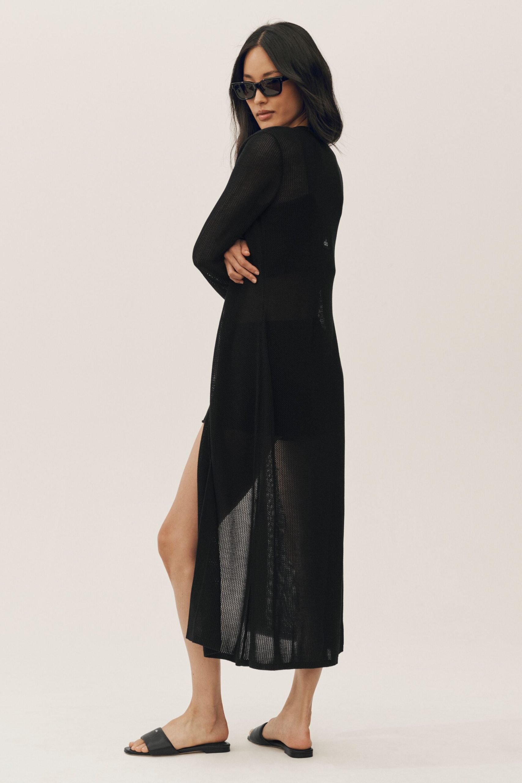 Silk Cashmere Heatwave Long Cardigan - Black - Image 3