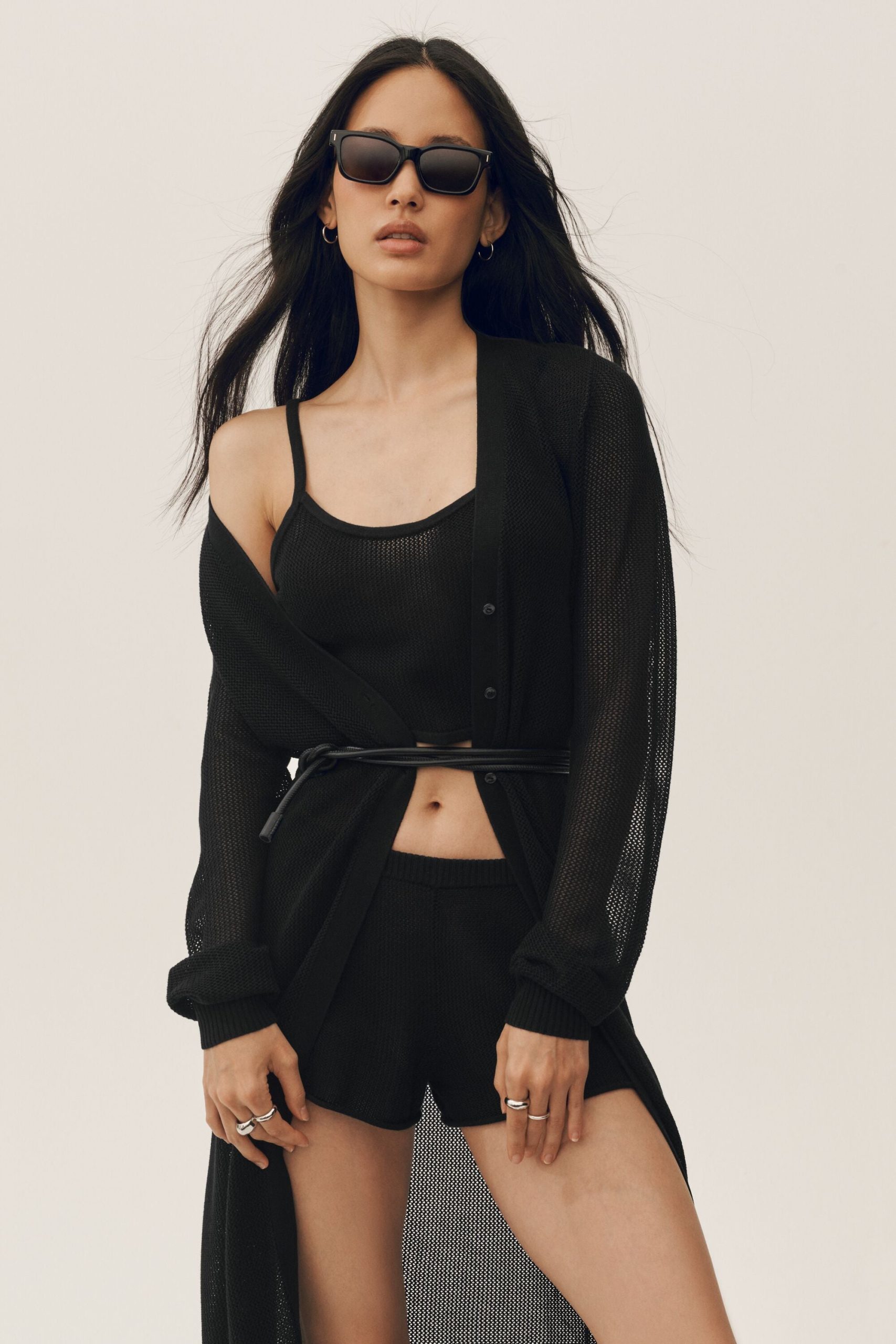 Silk Cashmere Heatwave Long Cardigan - Black - Image 5
