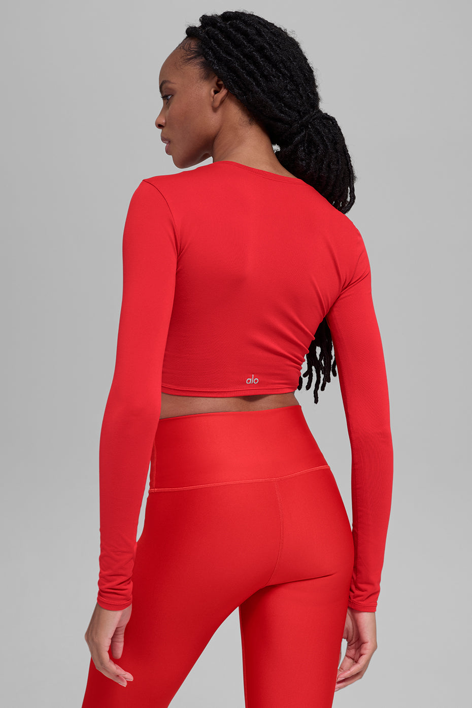 Alosoft Crop Finesse Long Sleeve - Bright Red - Image 2