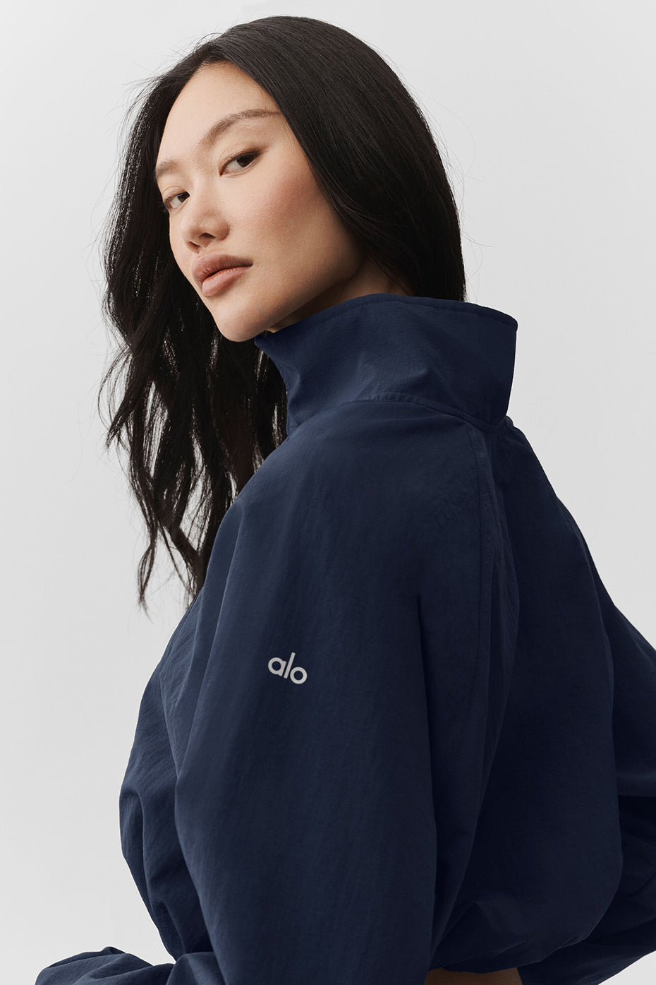 Cropped 1/4 Zip Alumni Pullover - Navy - Image 4