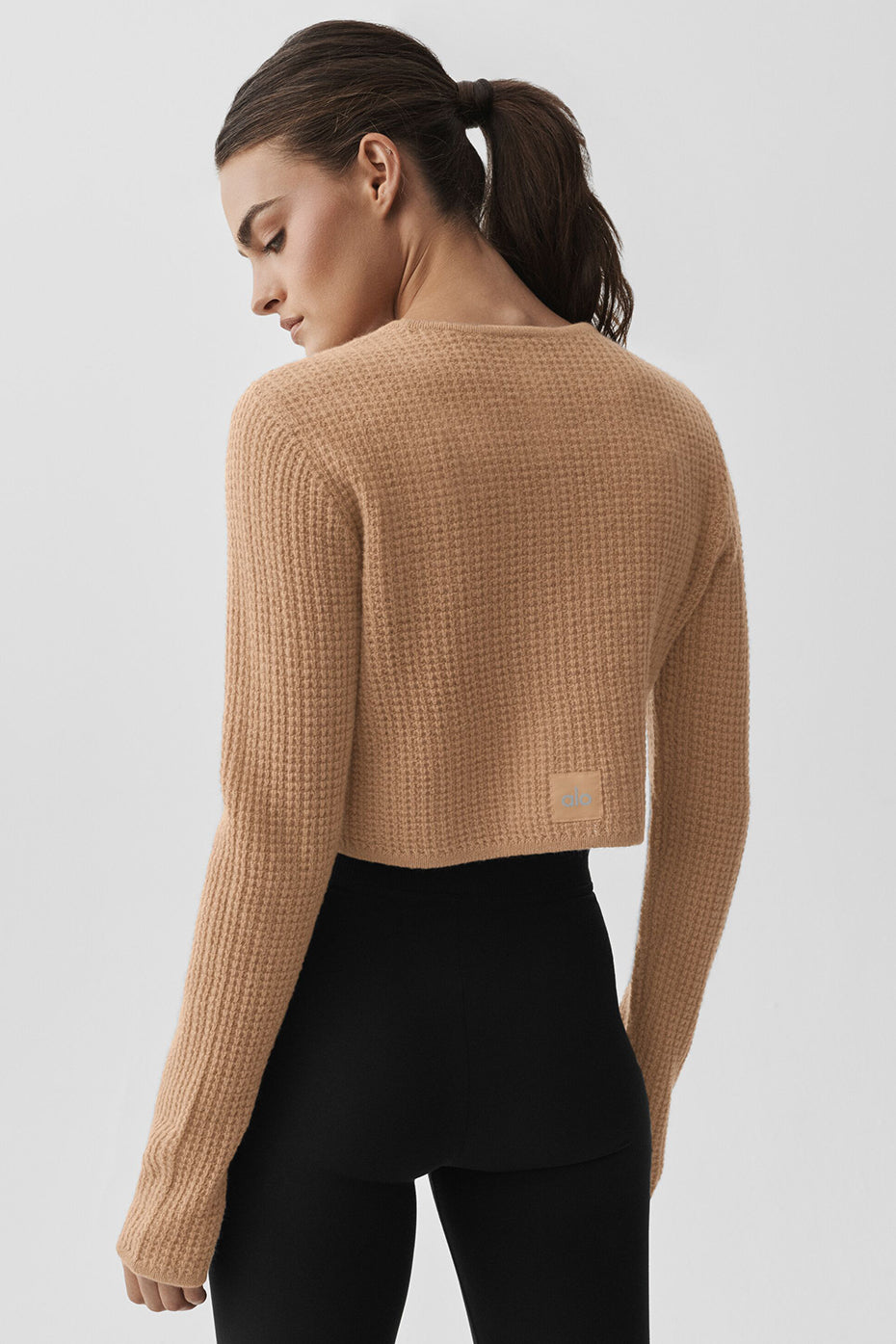 Cashmere Plush Waffle Cropped Long Sleeve - Toasted Almond - Image 2